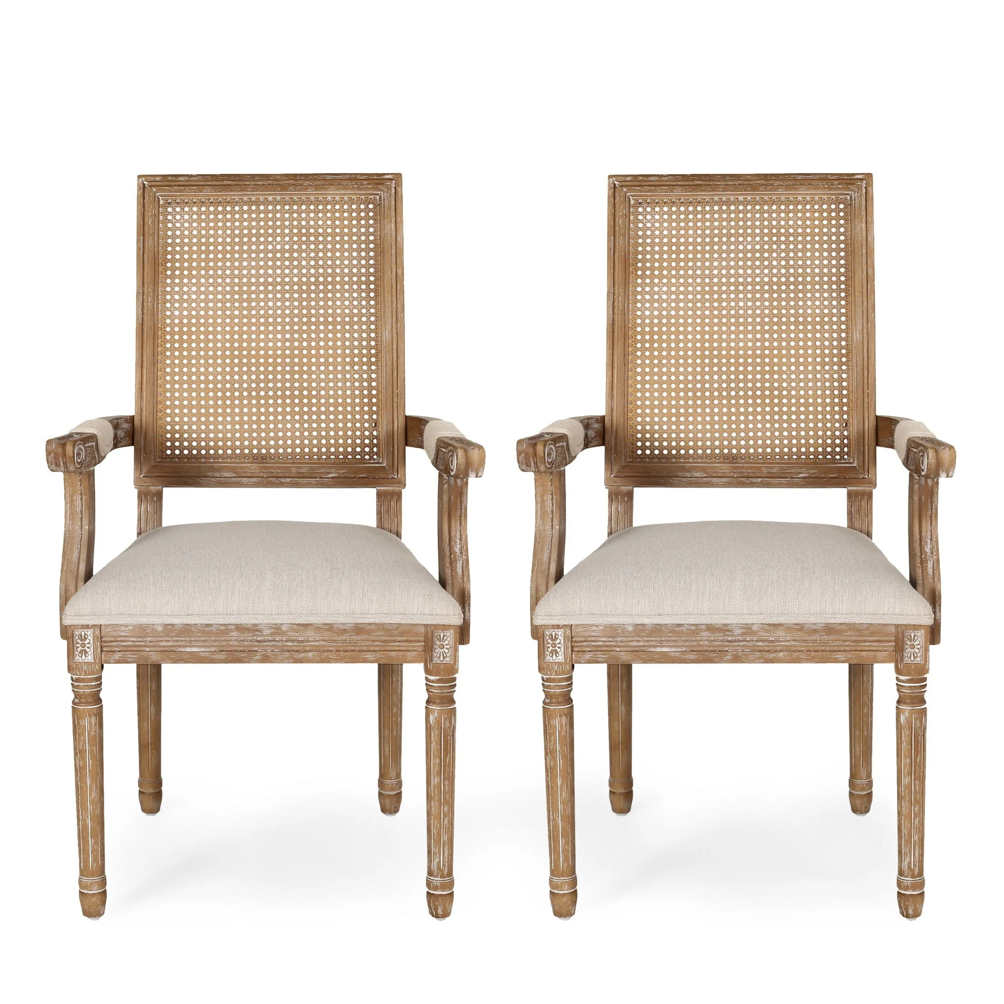 Elegant French Country Style Dining Chair With Cane Backrest - Image 15