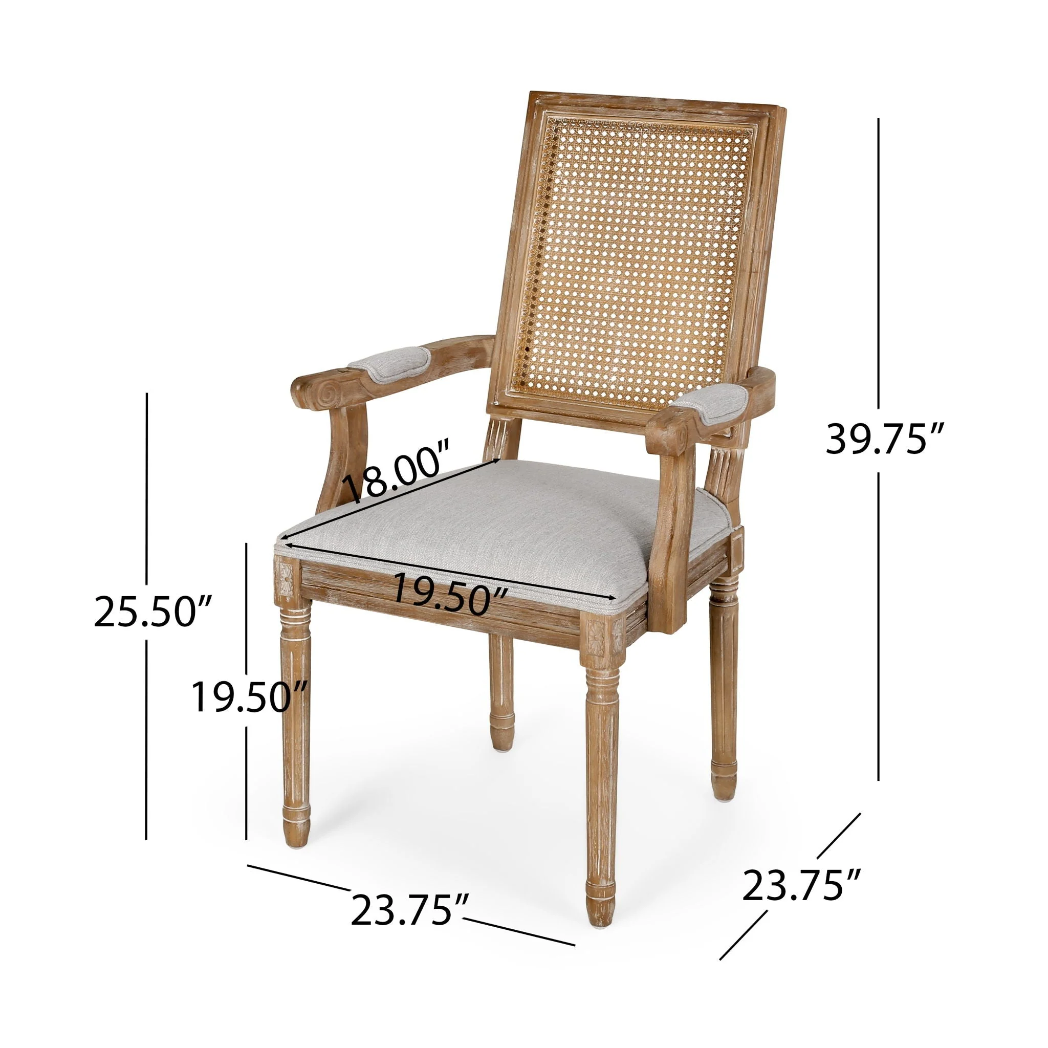 Elegant French Country Style Dining Chair With Cane Backrest - Image 16