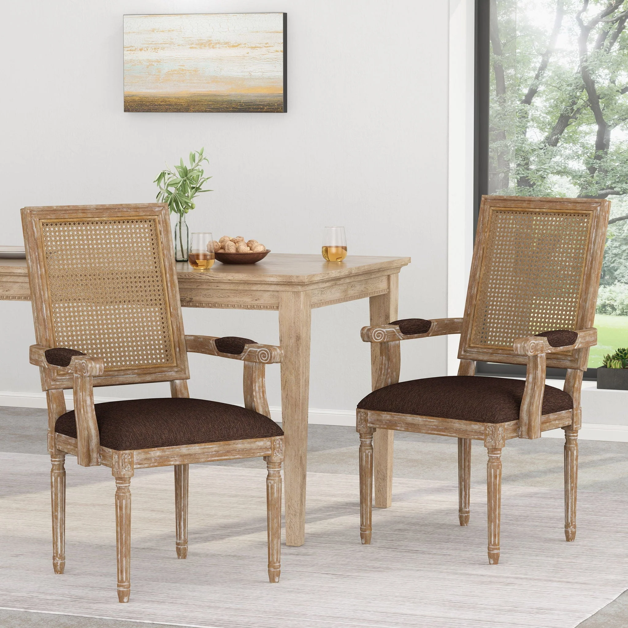 Elegant French Country Style Dining Chair With Cane Backrest - Image 17