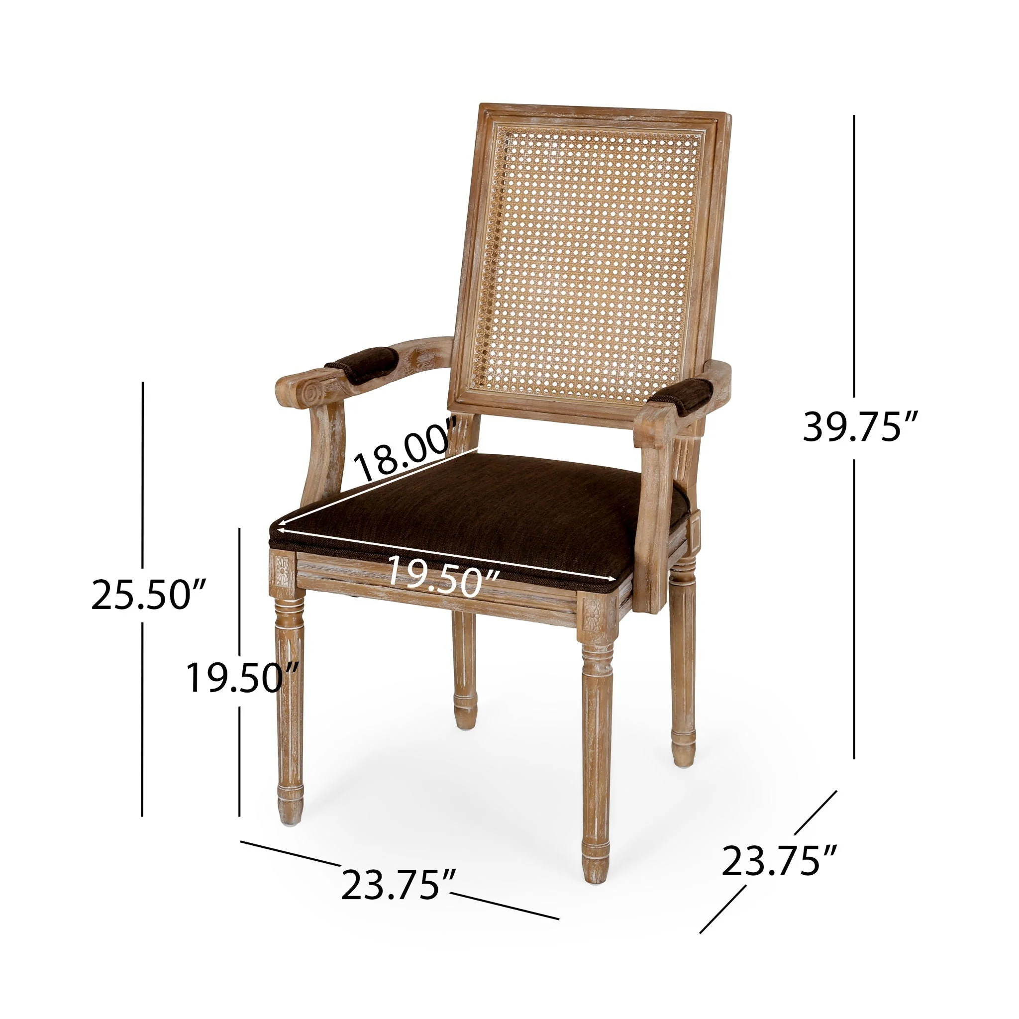 Elegant French Country Style Dining Chair With Cane Backrest - Image 19