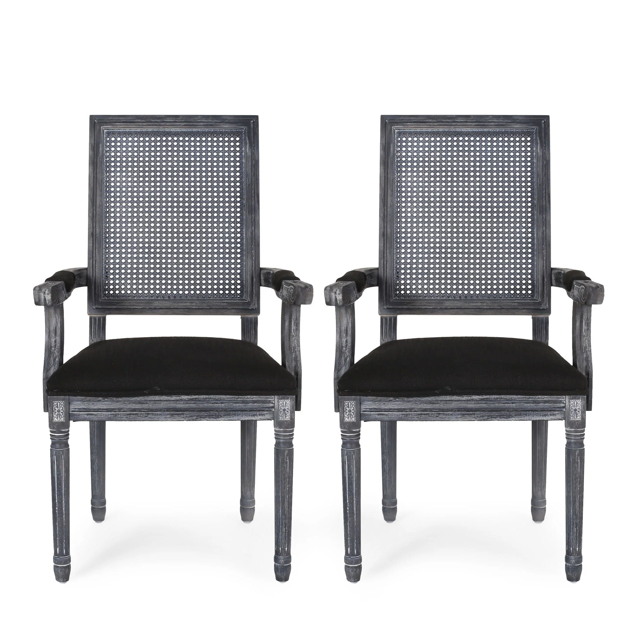 Elegant French Country Style Dining Chair With Cane Backrest - Image 2