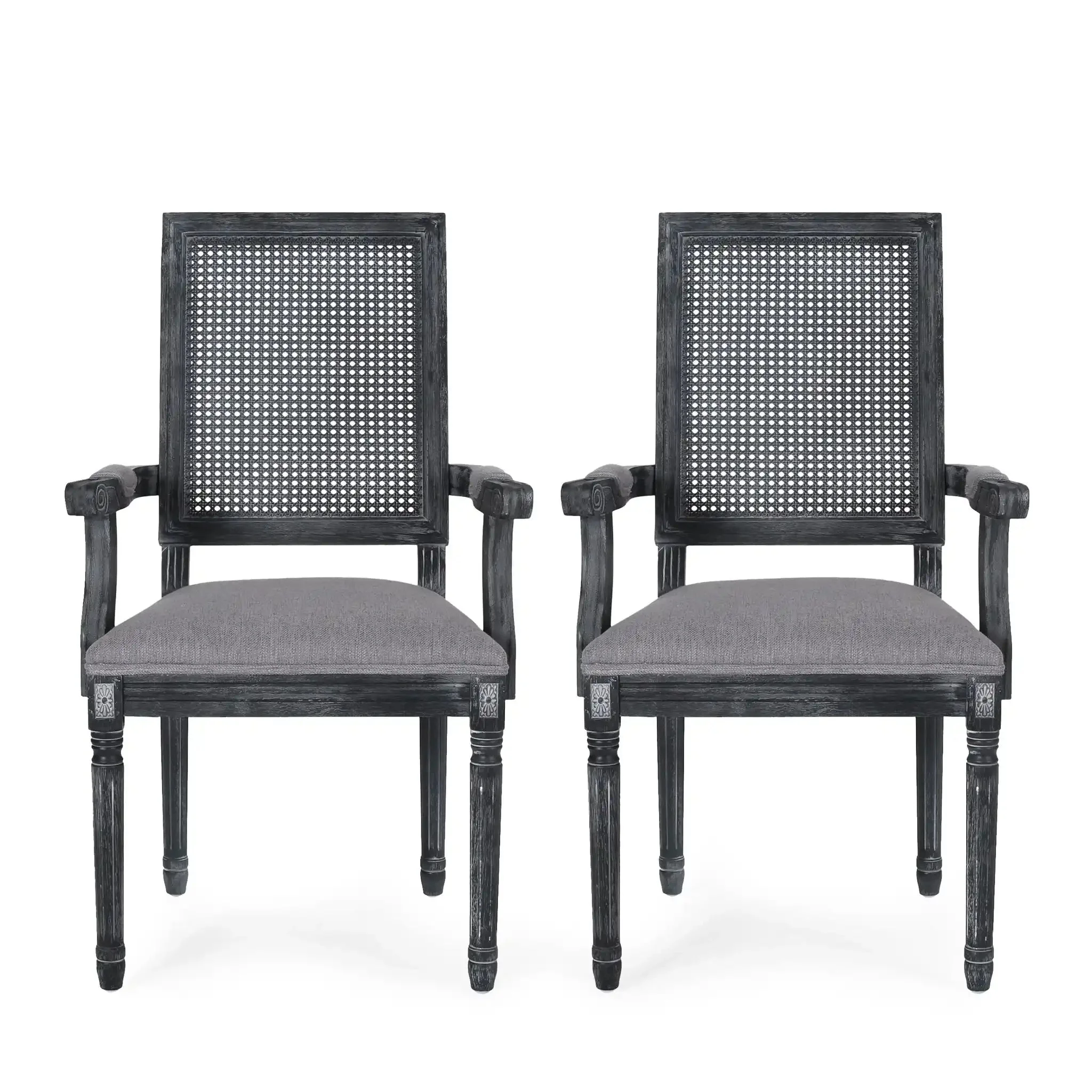 Elegant French Country Style Dining Chair With Cane Backrest - Image 3