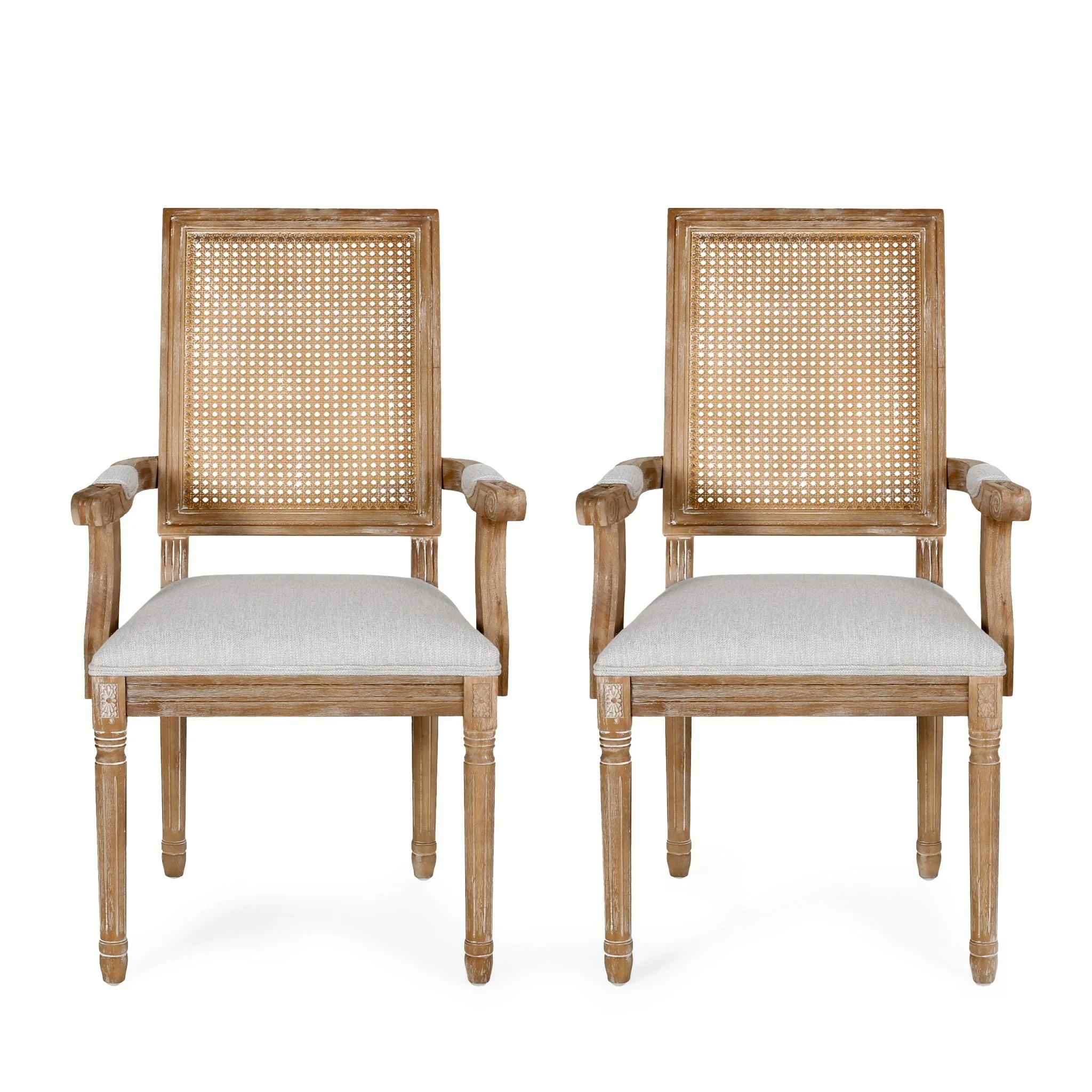 Elegant French Country Style Dining Chair With Cane Backrest - Image 5