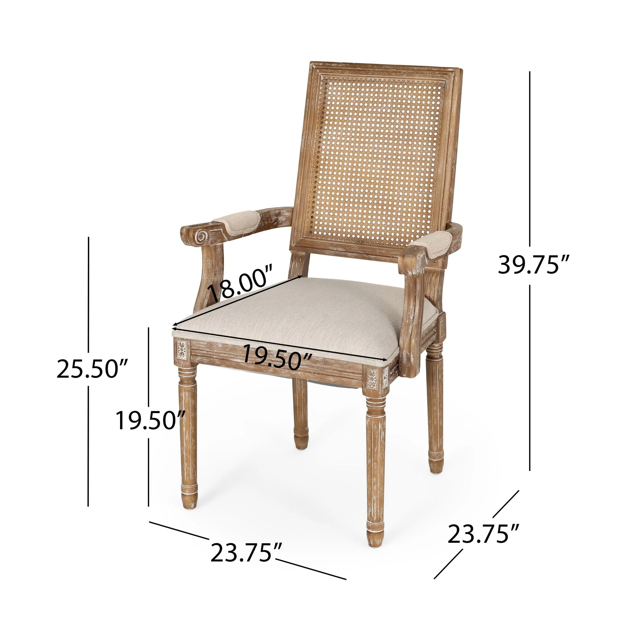 Elegant French Country Style Dining Chair With Cane Backrest - Image 7