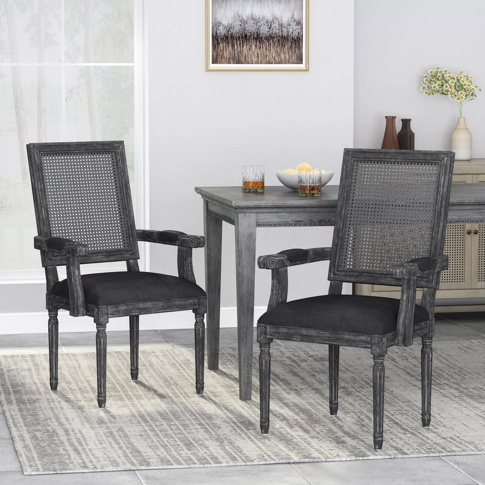 Elegant French Country Style Dining Chair With Cane Backrest - Image 8