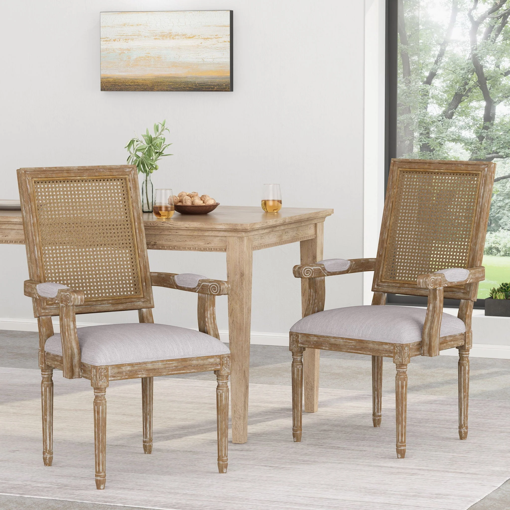 Elegant French Country Style Dining Chair With Cane Backrest - Image 9
