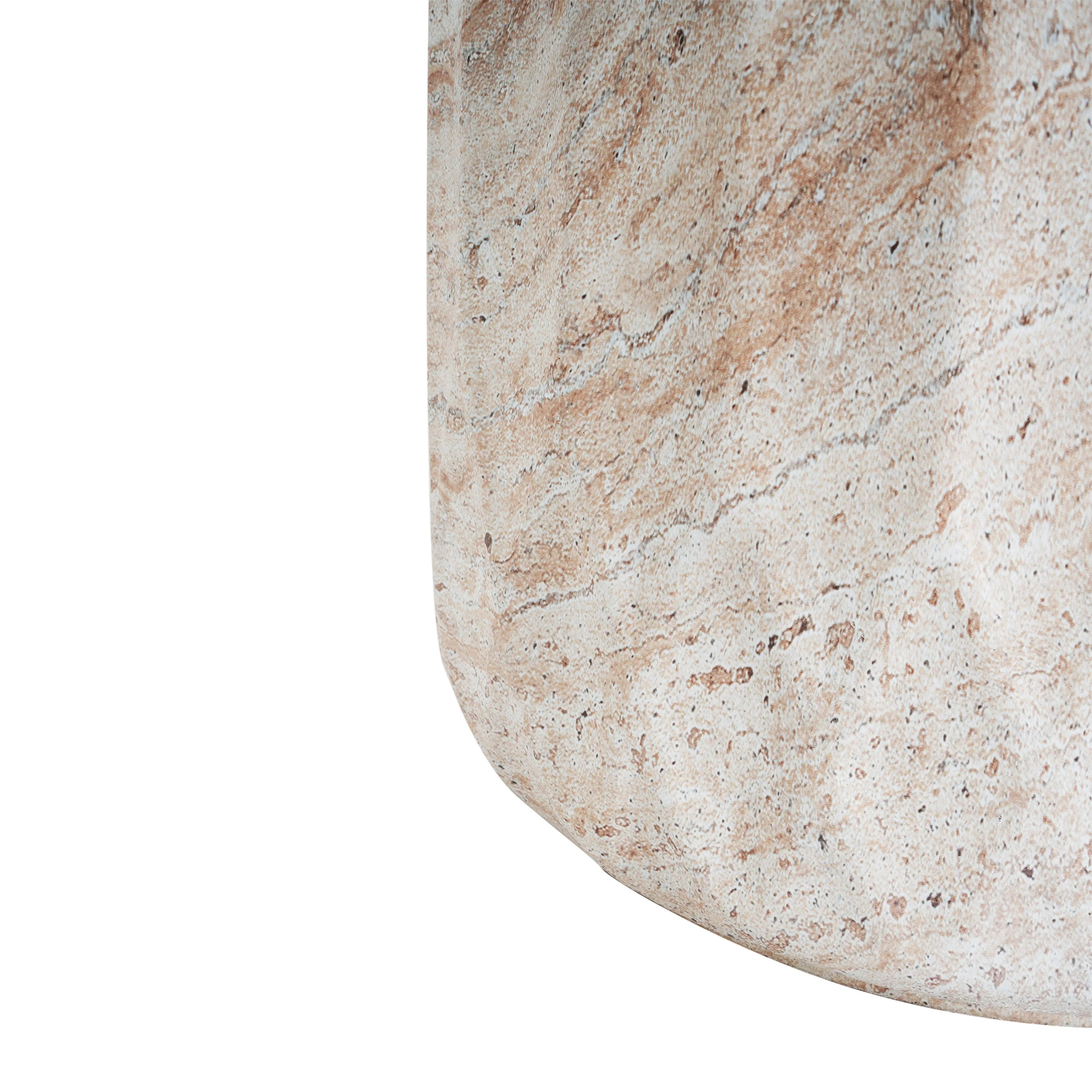 Elegant Indoor/Outdoor Lightweight Concrete Cylinder Side Table with Travertine Finish - Image 10