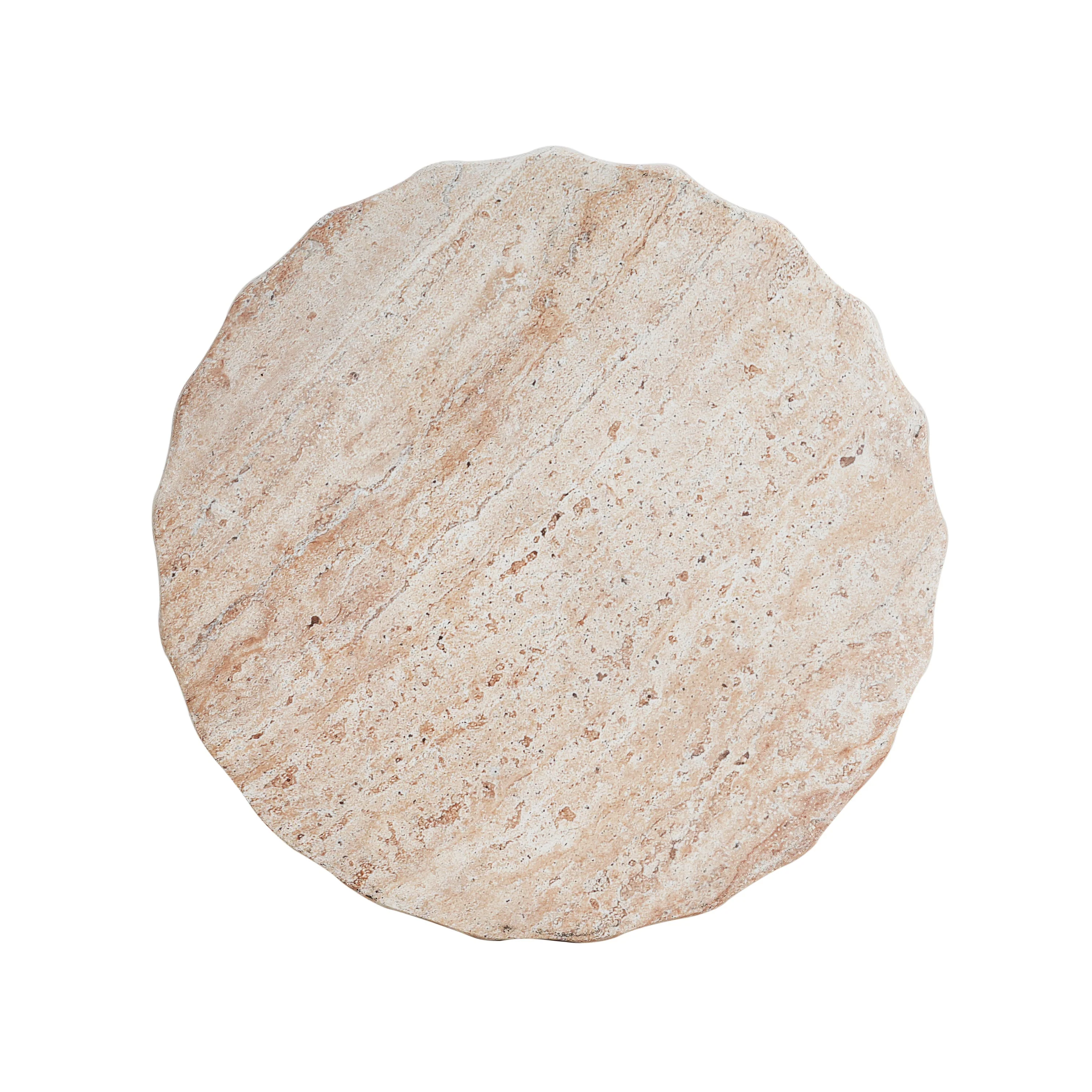 Elegant Indoor/Outdoor Lightweight Concrete Cylinder Side Table with Travertine Finish - Image 5