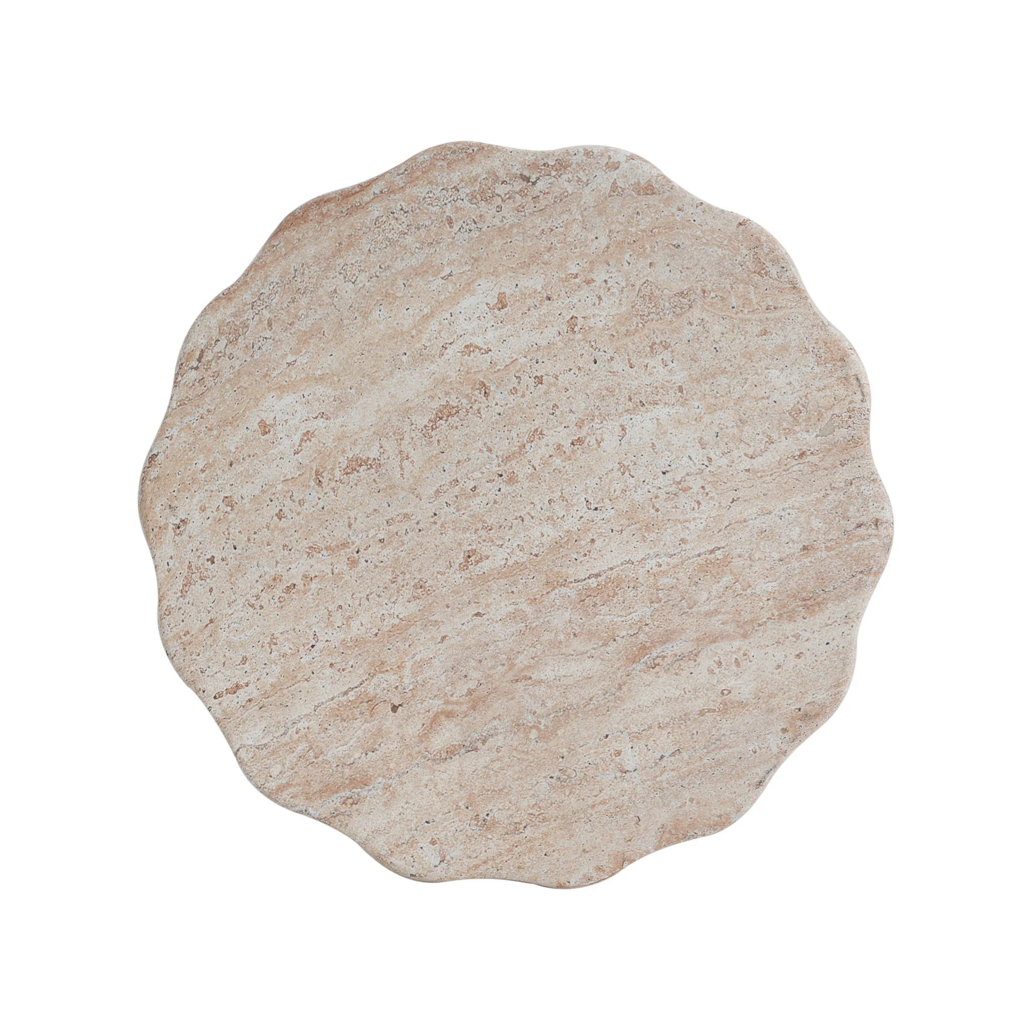 Elegant Indoor / Outdoor Lightweight Concrete Side Table With Travertine - Beige - Image 3