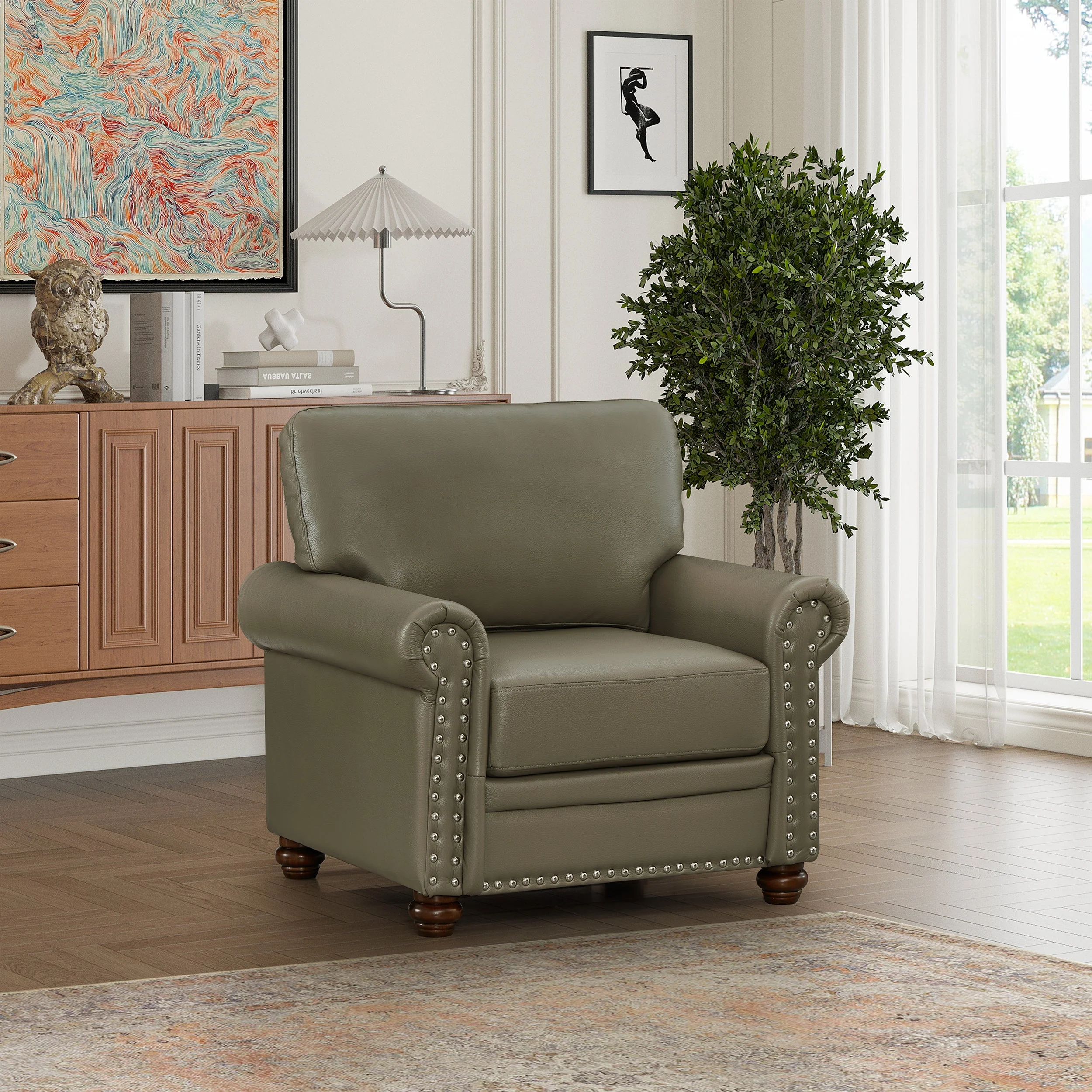 Elegant Leather Accent Chair - Image 2