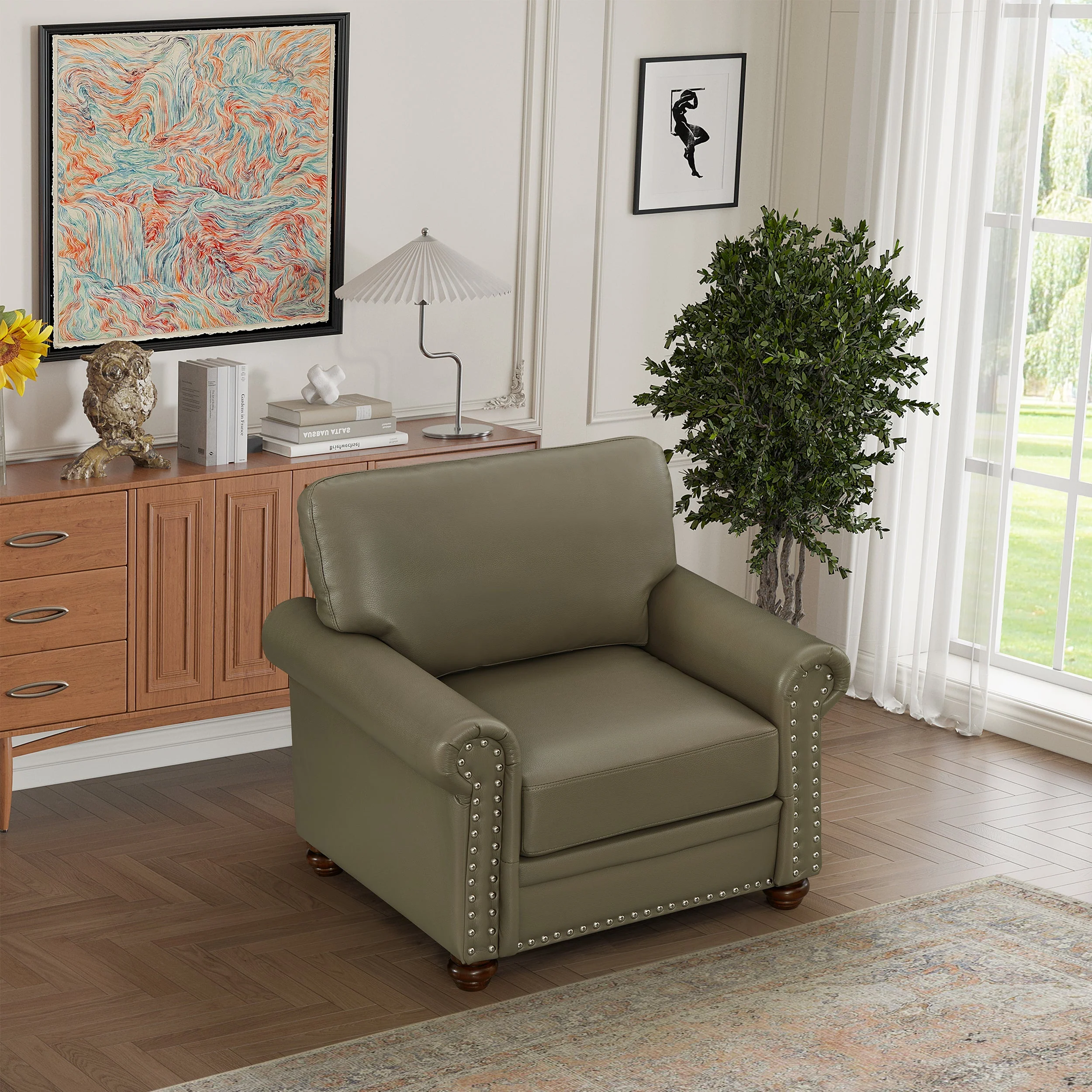 Elegant Leather Accent Chair - Image 3