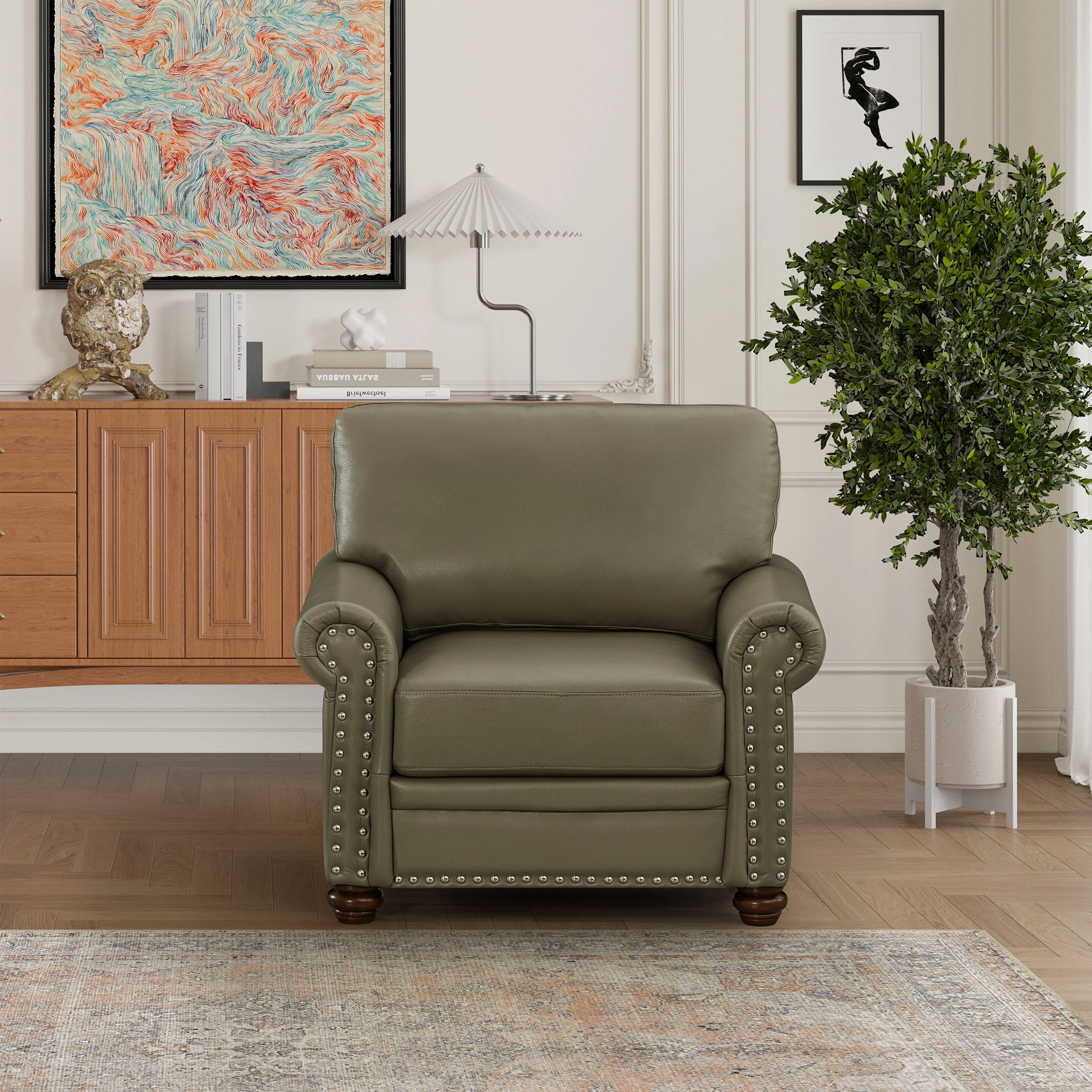 Elegant Leather Accent Chair - Image 4