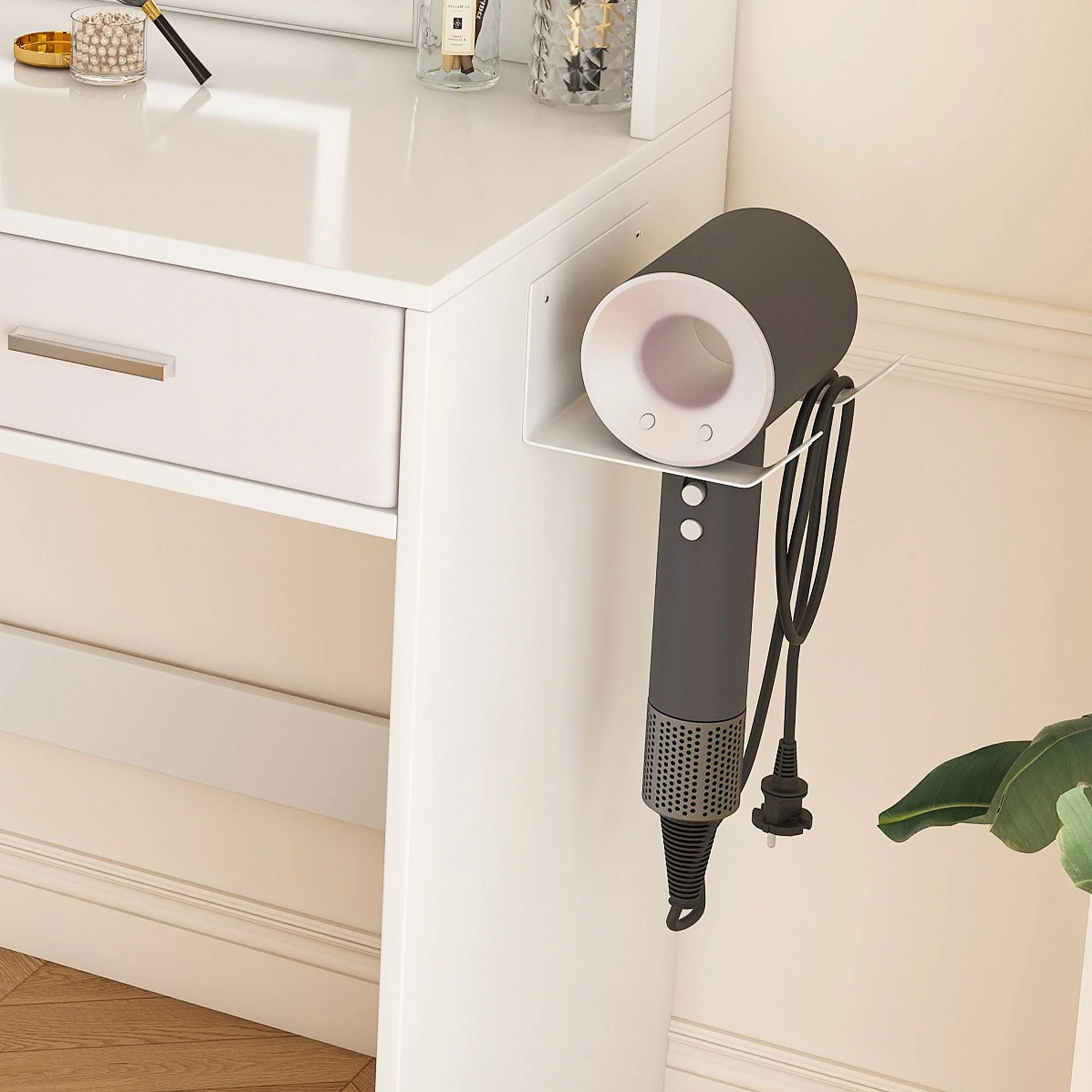 Elegant LED Mirror Vanity Dressing Table With Adjustable Lights, Drawers & Storage - White - Image 3