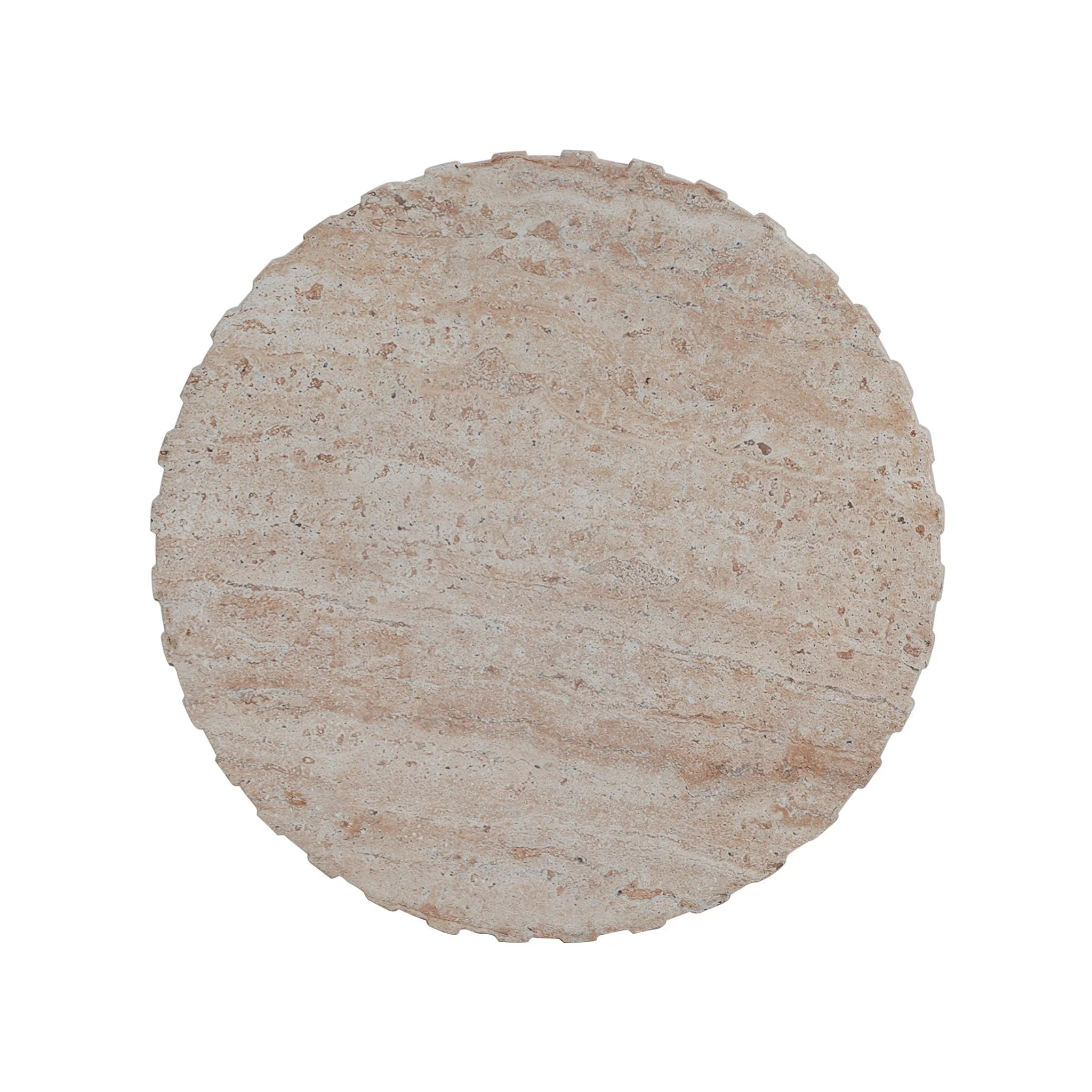 Elegant Outdoor / Indoor Lightweight Concrete Side Table With Travertine - Beige - Image 2