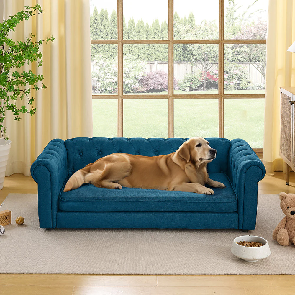 Elegant Rectangular Pet Bed for Big and Oversized Dogs - Dark Blue - Image 2
