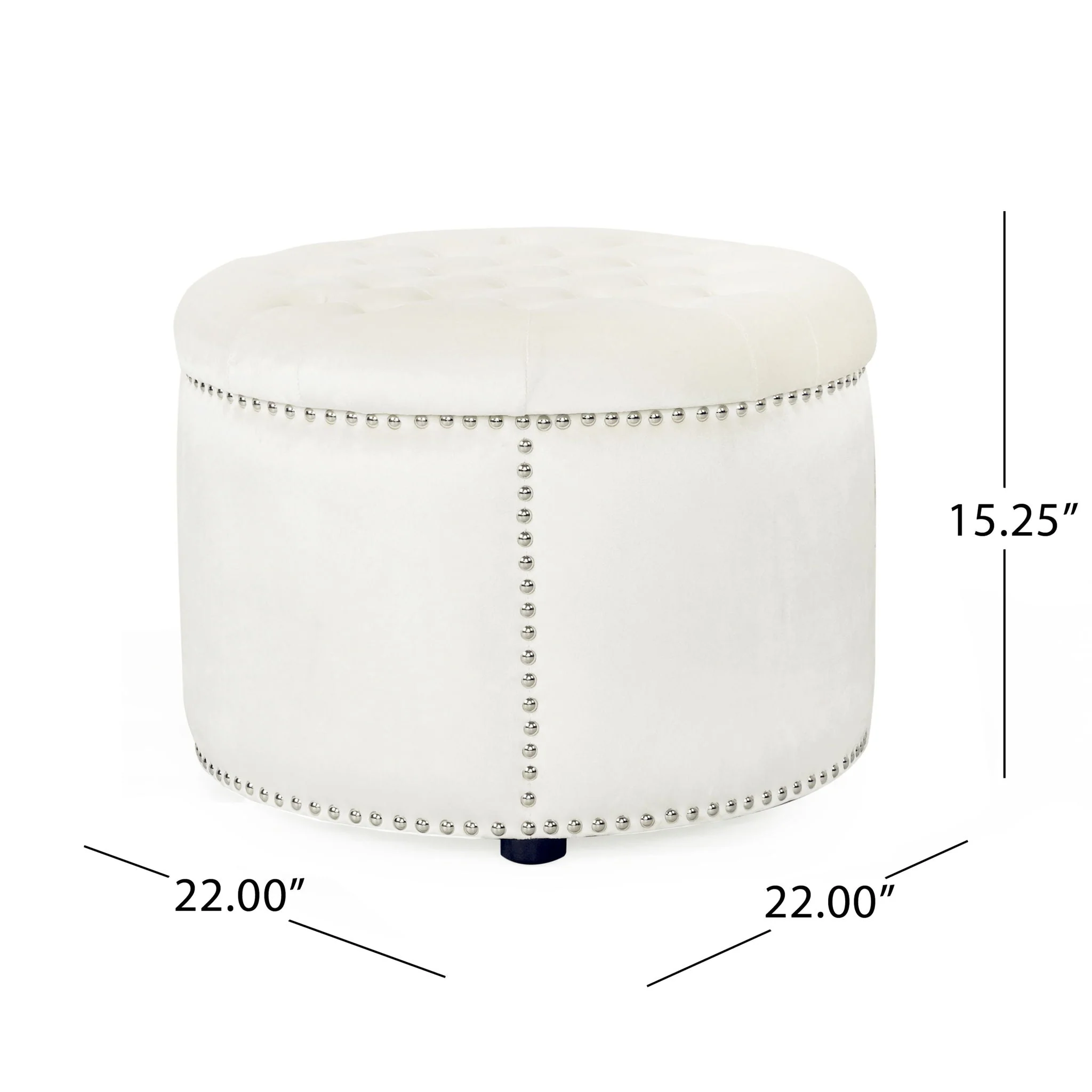 Elegant Round Ottoman Footstool With Studded Rim - Image 5