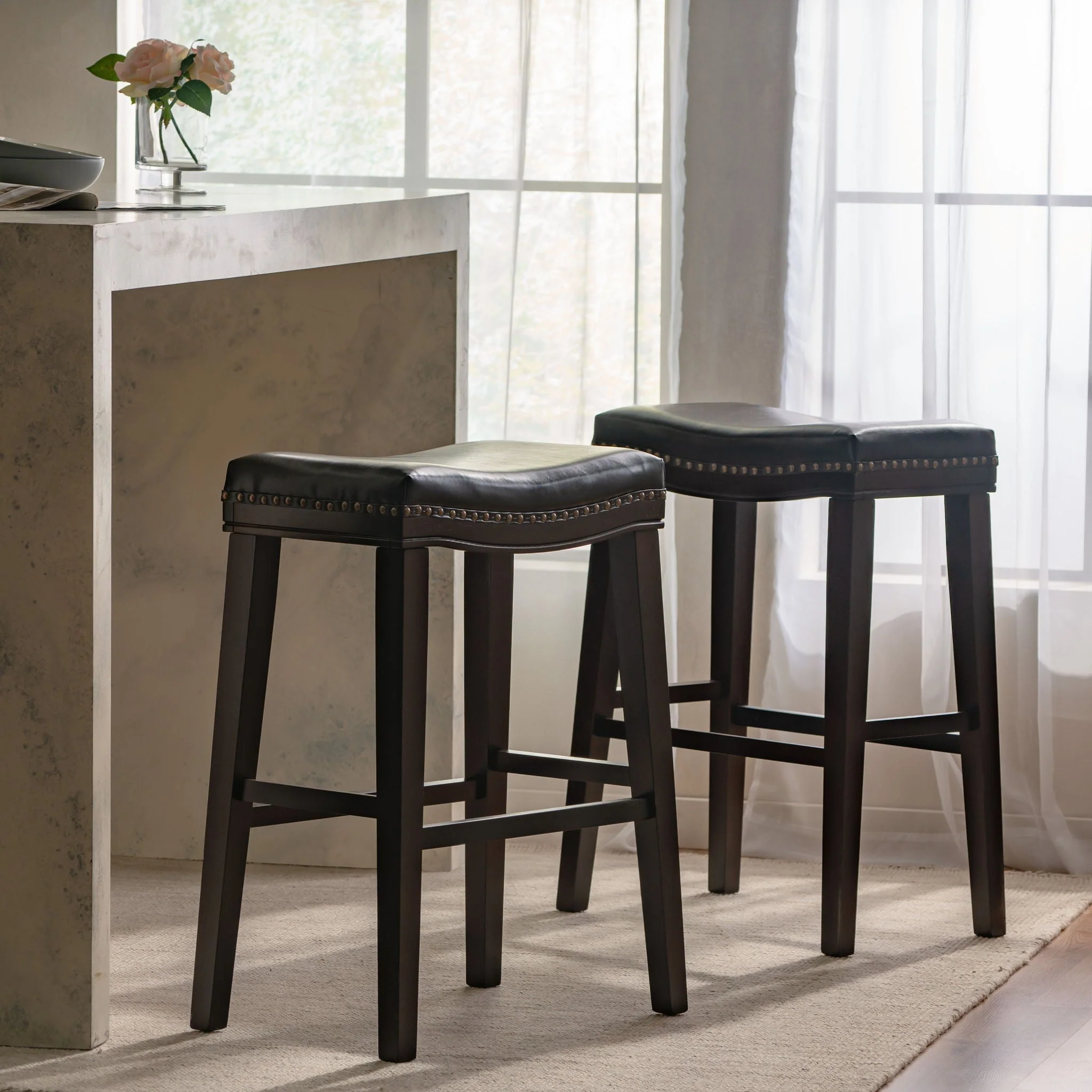Elegant Saddle Stool With Curved Seat Comfort - Brown - Image 2