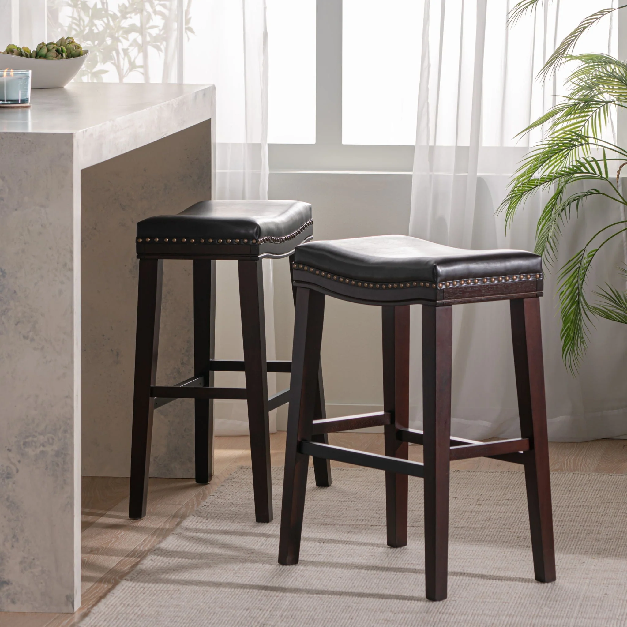 Elegant Saddle Stool With Curved Seat Comfort - Brown - Image 4