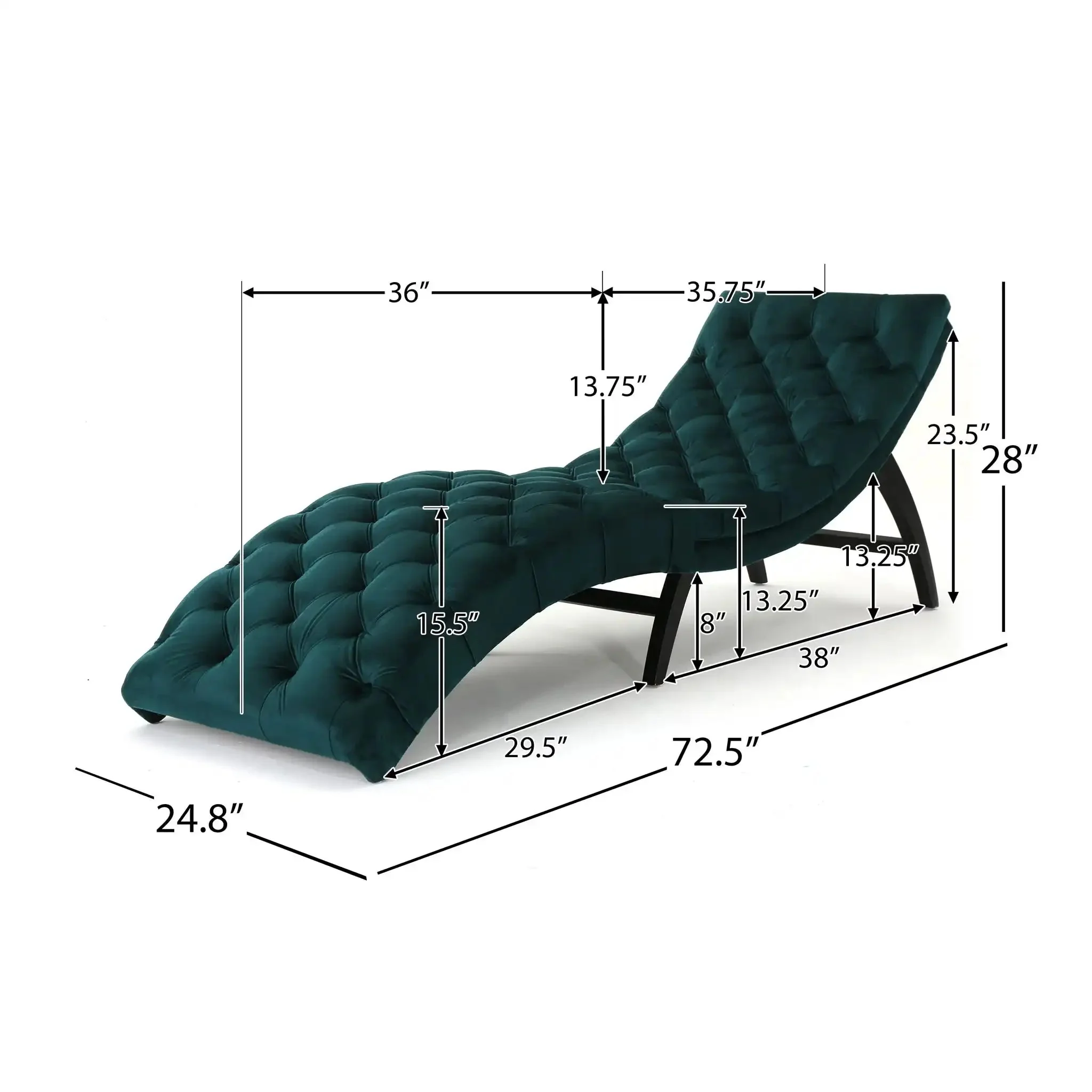 Elegant Tufted Chaise Lounge With Curved Design - Image 2