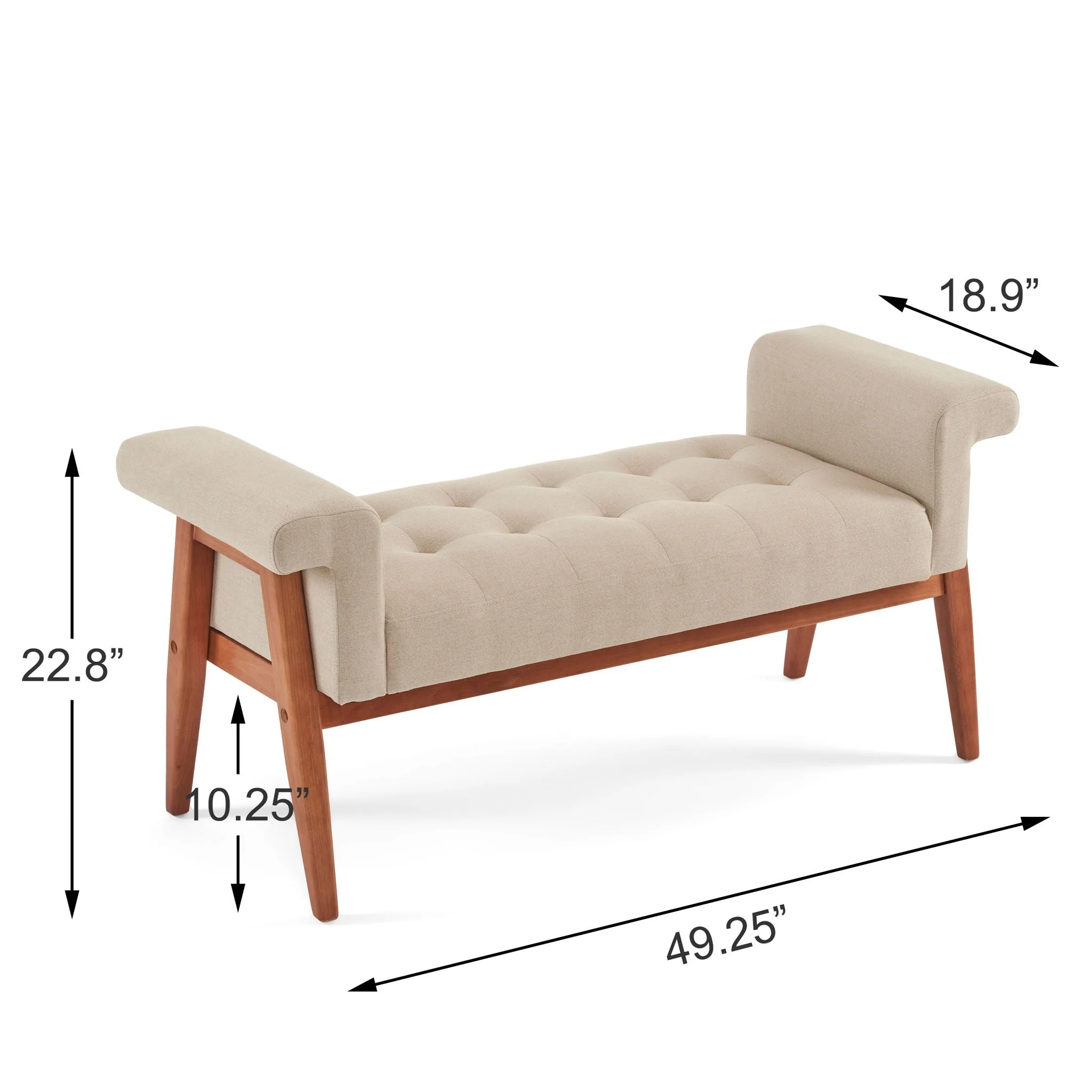 Elegant Tufted Ottoman - Beige / Brown - Image 4