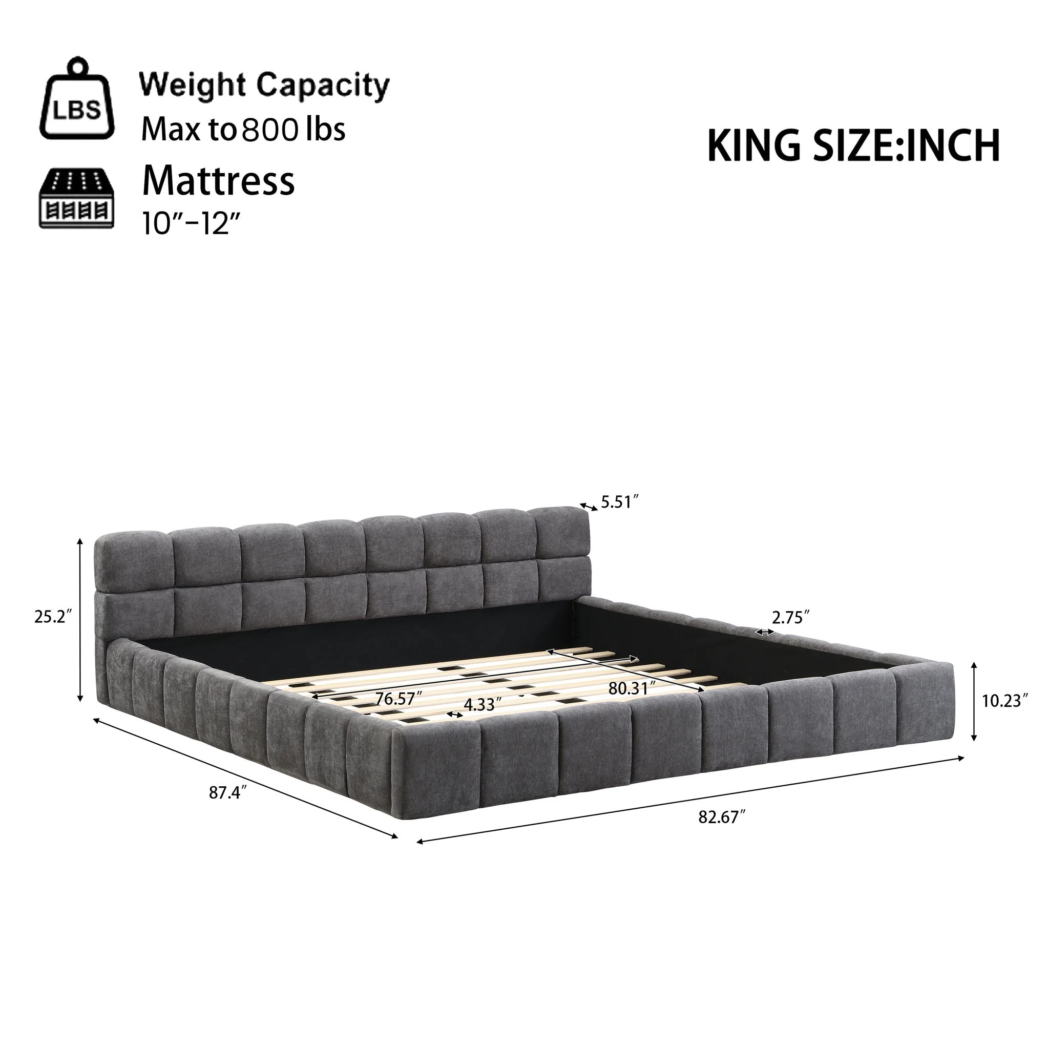 Elegant Upholstered Bed With Checkerboard Design - Image 3
