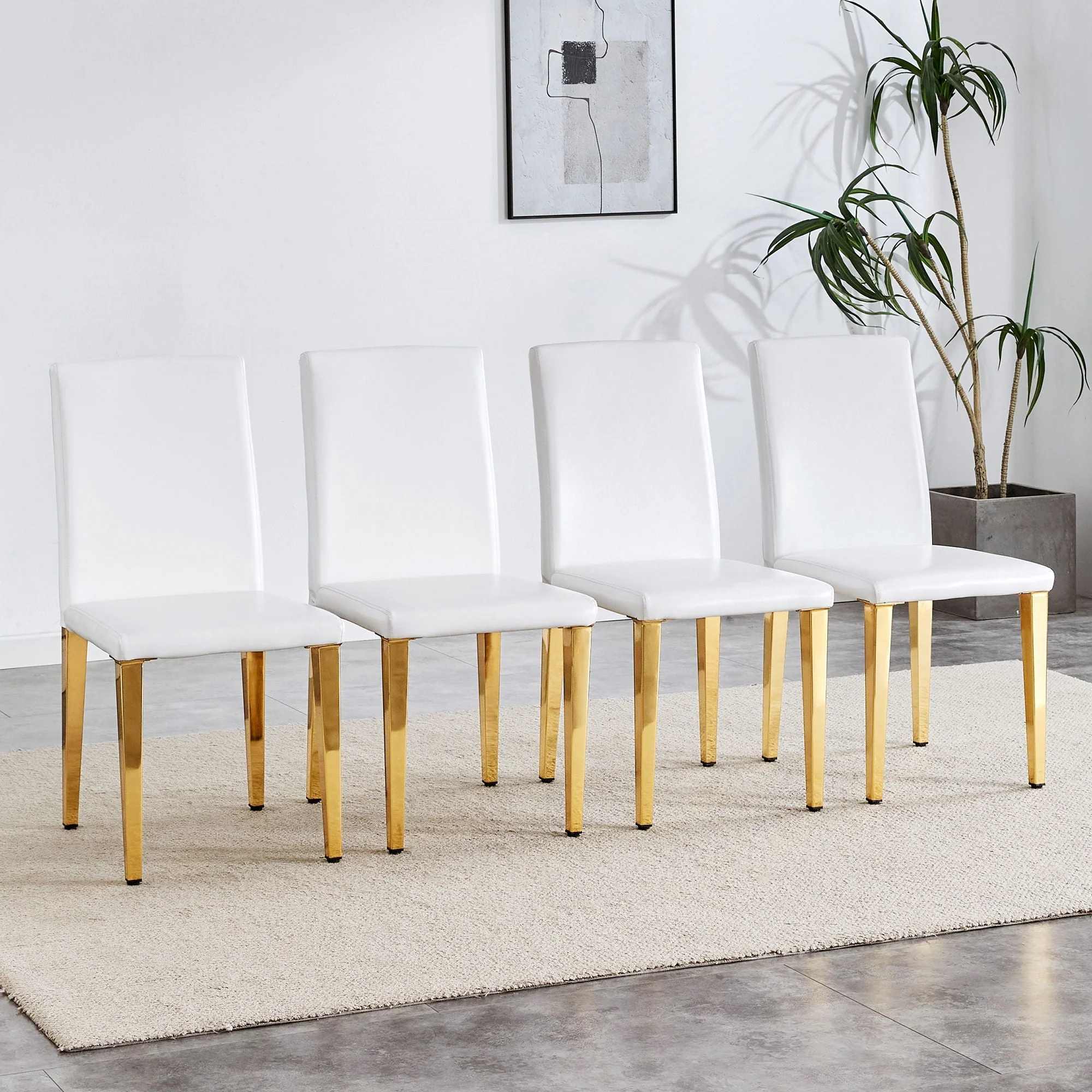 Elegant Upholstered Chairs With Metal Legs - Image 3