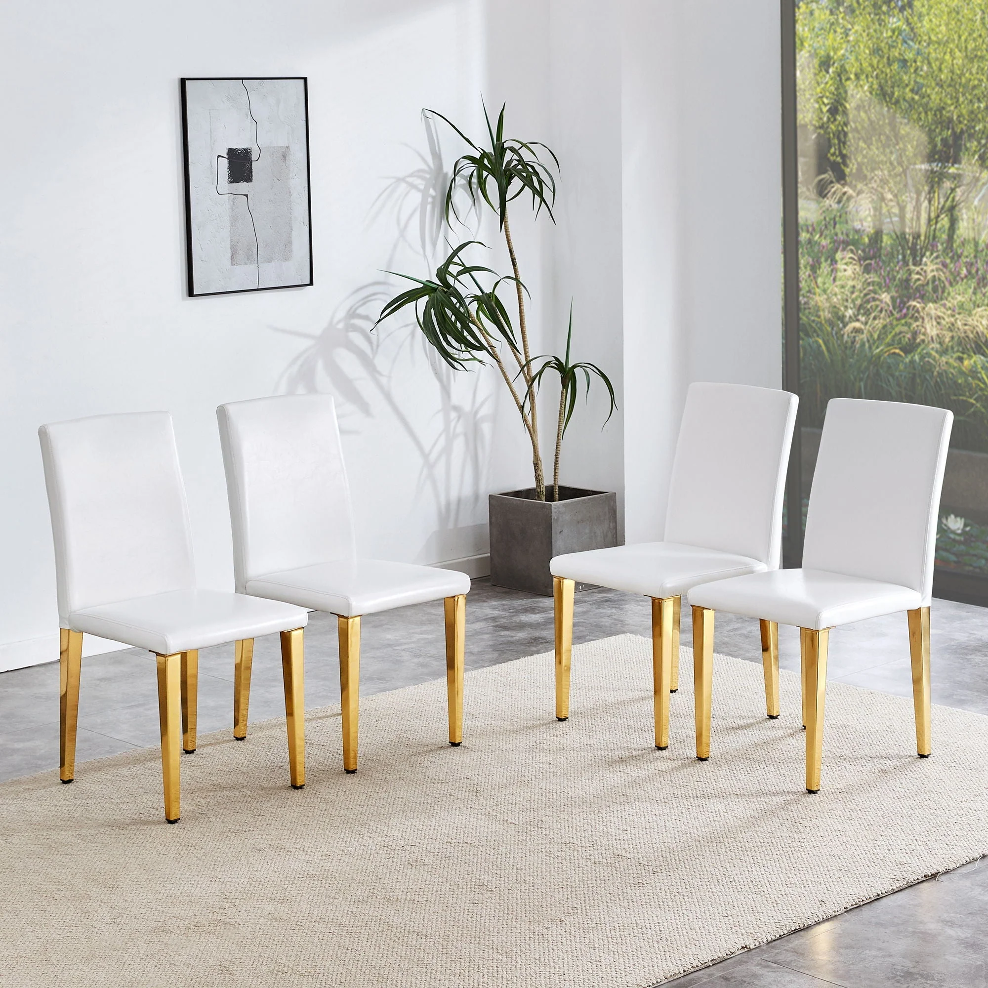 Elegant Upholstered Chairs With Metal Legs - Image 4