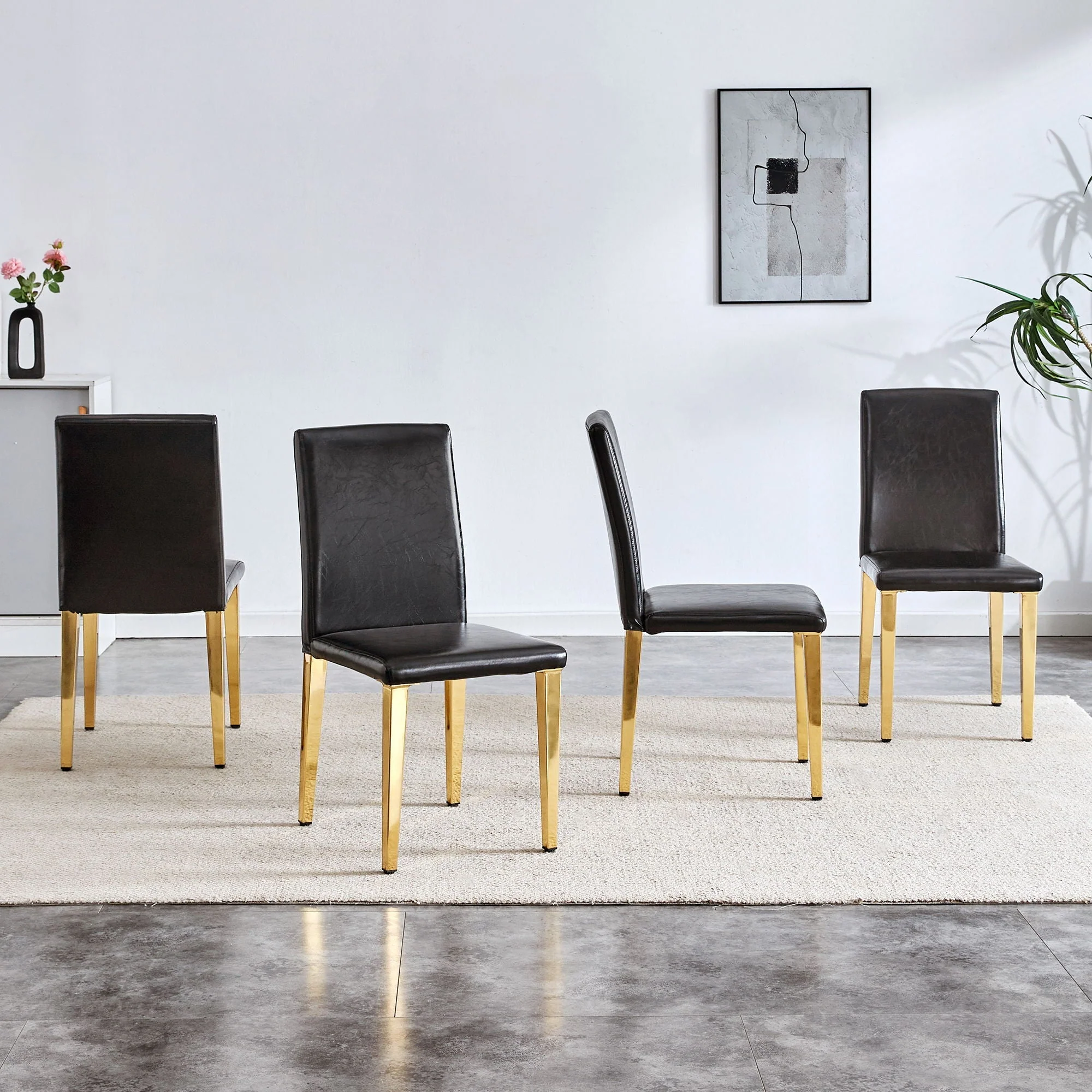 Elegant Upholstered Chairs With Metal Legs - Image 5