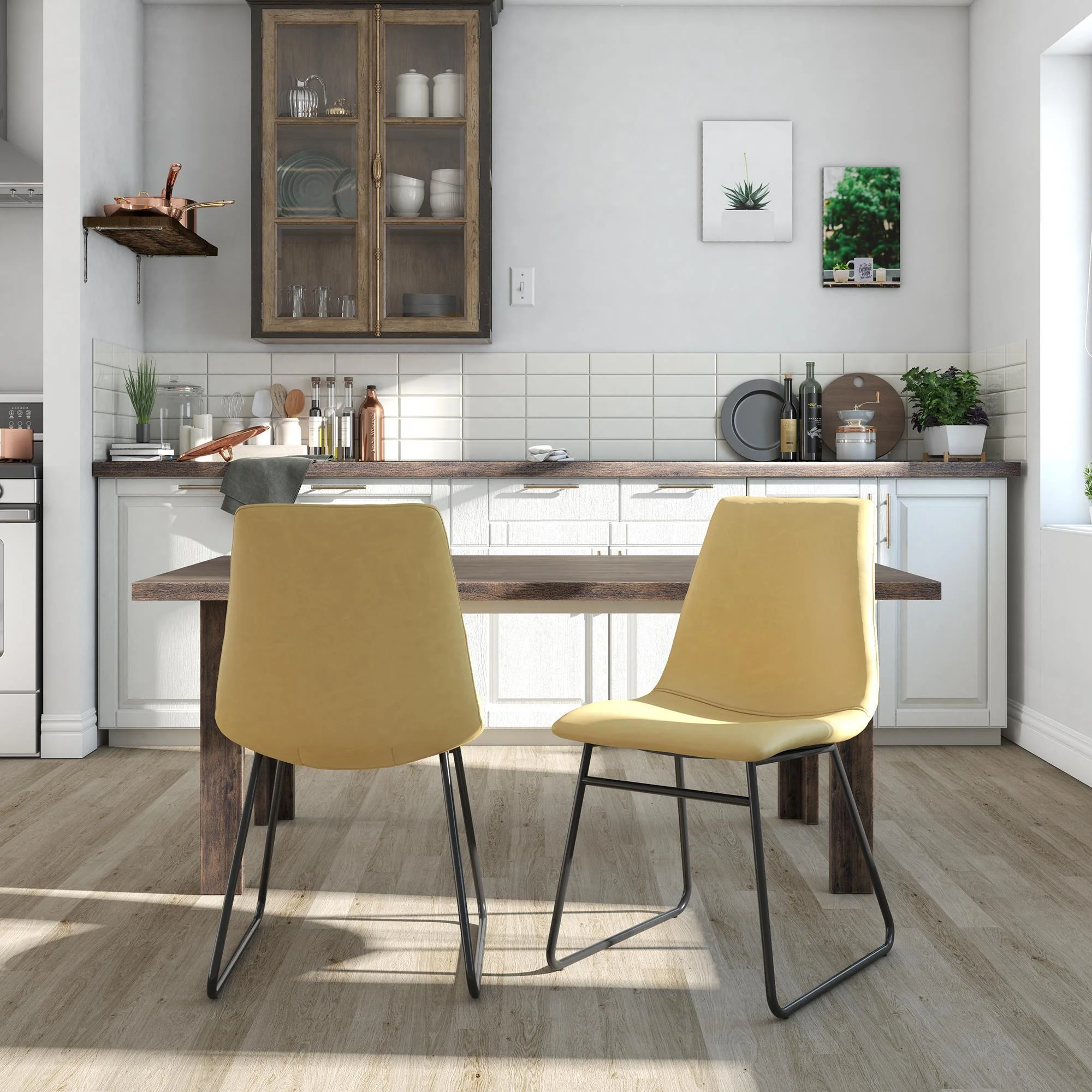 Elegant Upholstered Molded Chair (Set of 2) - Light Brown - Image 3