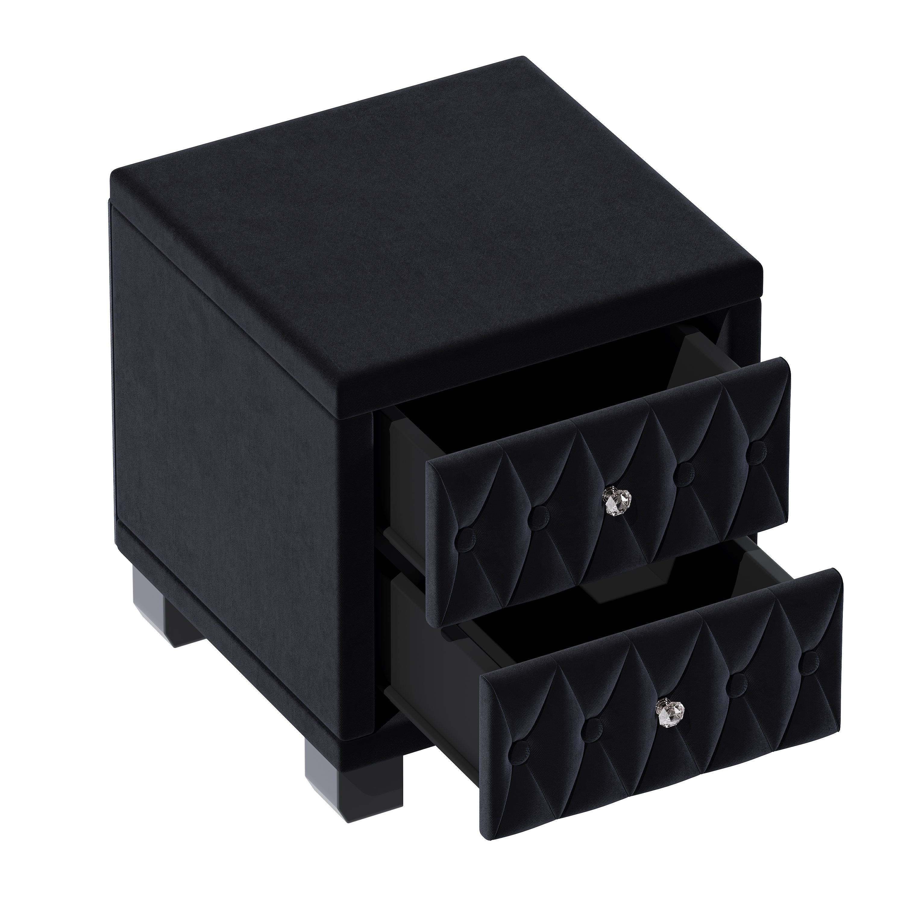 Elegant Velvet Nightstand with 2 Drawers and Crystal Handles - Image 5