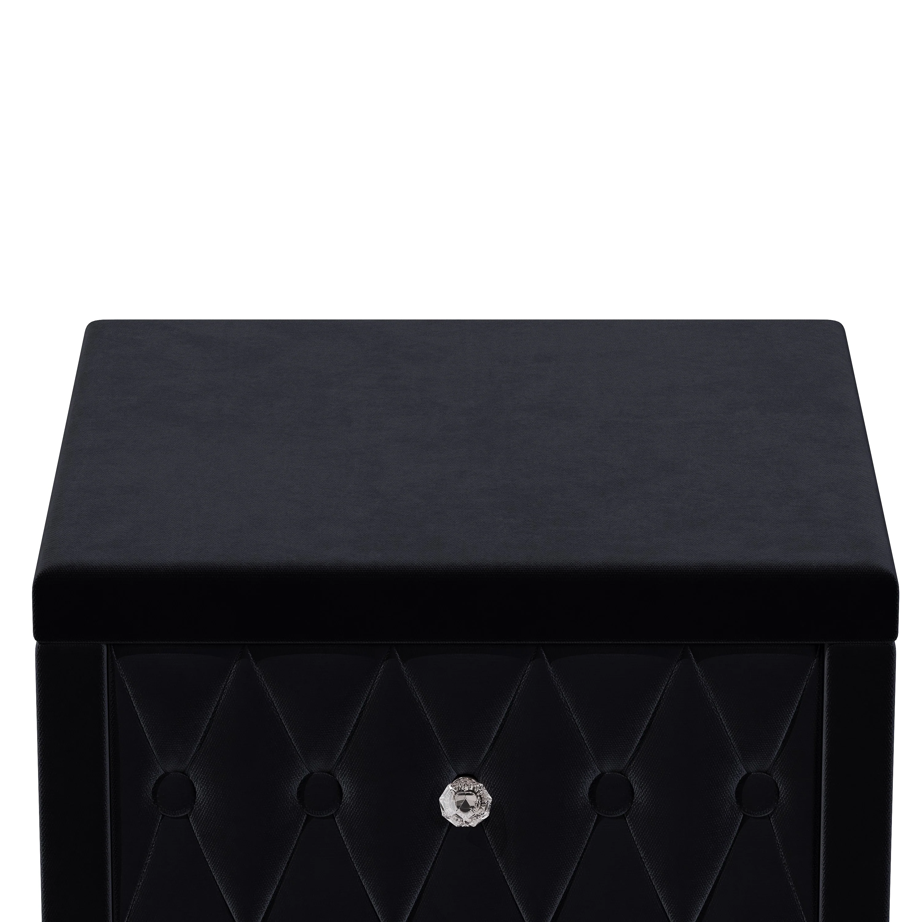 Elegant Velvet Nightstand with 2 Drawers and Crystal Handles - Image 6