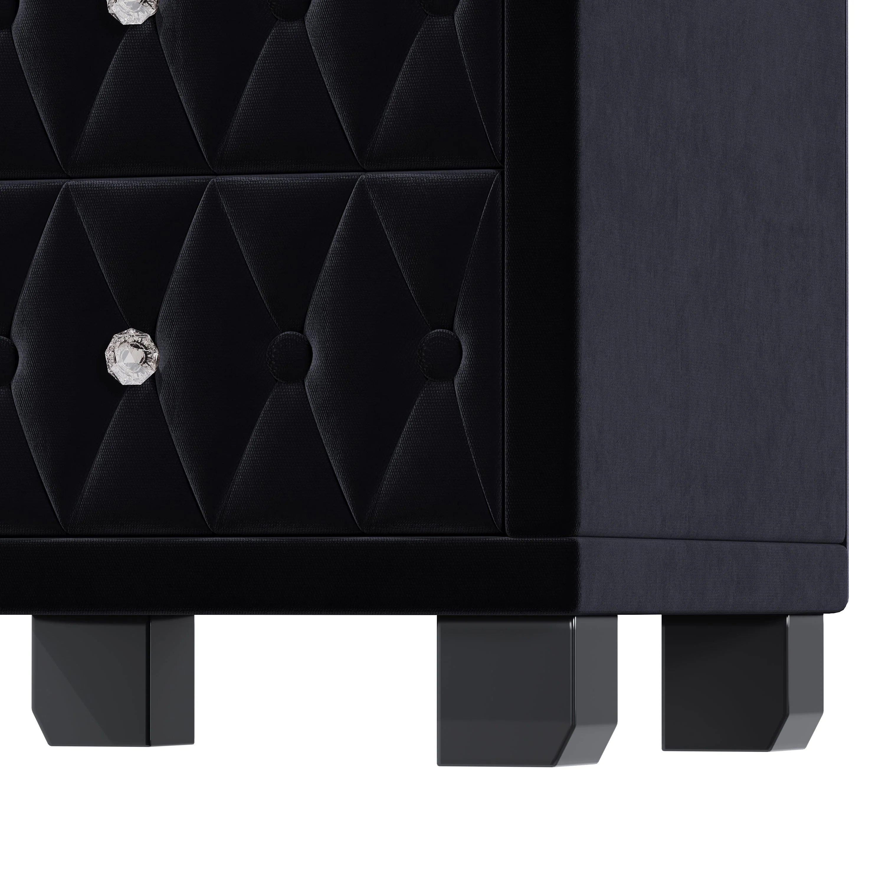 Elegant Velvet Nightstand with 2 Drawers and Crystal Handles - Image 7