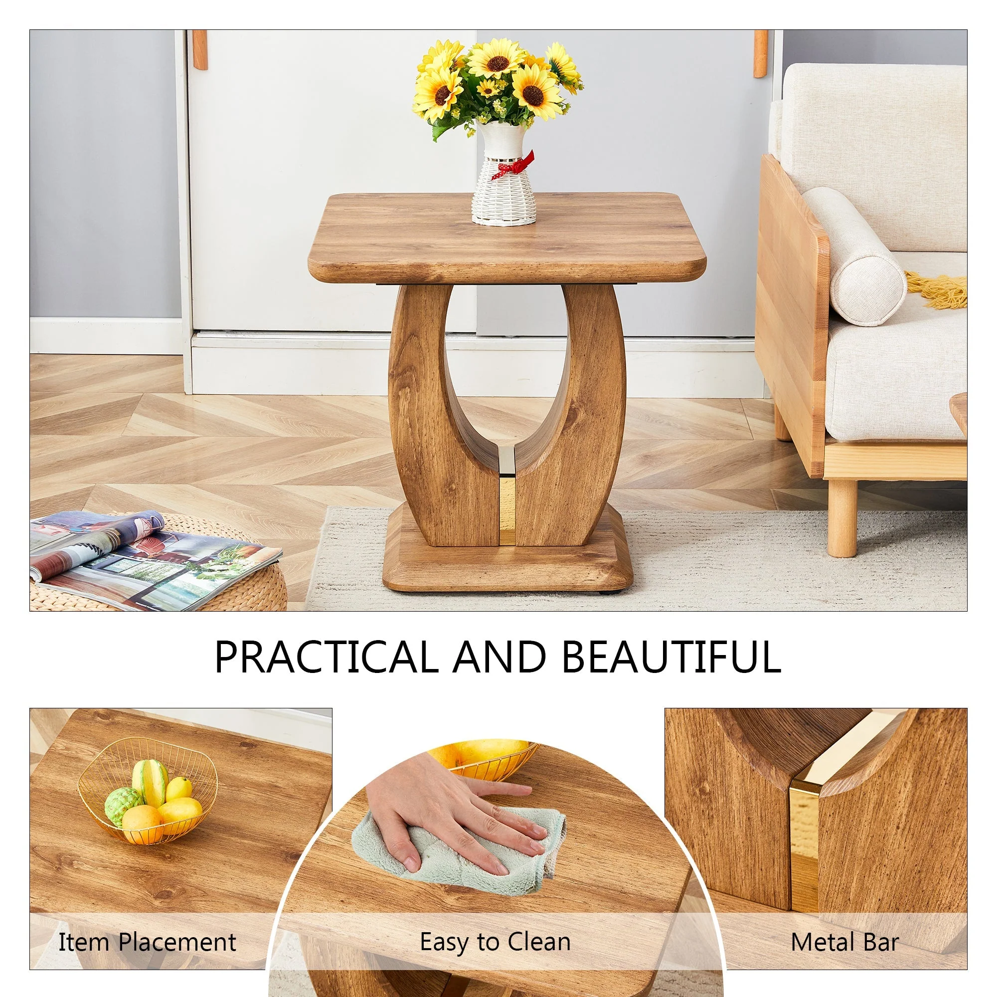 Elegant Wood-Grain Coffee Table - Image 6