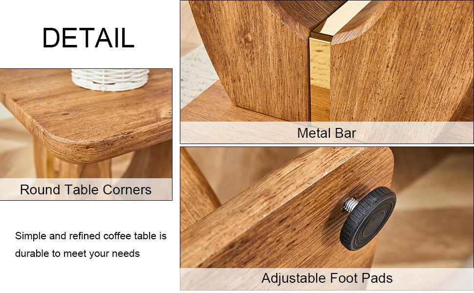 Elegant Wood-Grain Coffee Table - Image 9