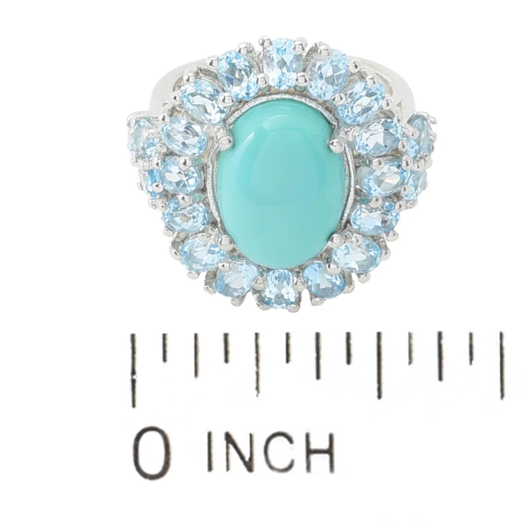 Elemental Gems 14x10mm Campitos Turquoise & Sky Blue Topaz Ring - Image 2