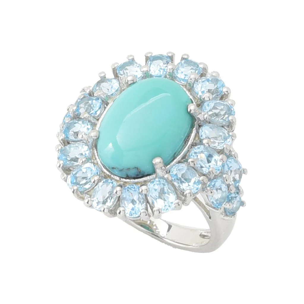 Elemental Gems 14x10mm Campitos Turquoise & Sky Blue Topaz Ring - Image 3