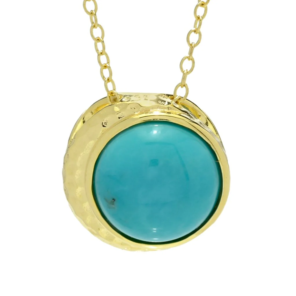 Elemental Gems 18K Gold Plated Campitos Turquoise Crescent Moon Pendant w/ Chain