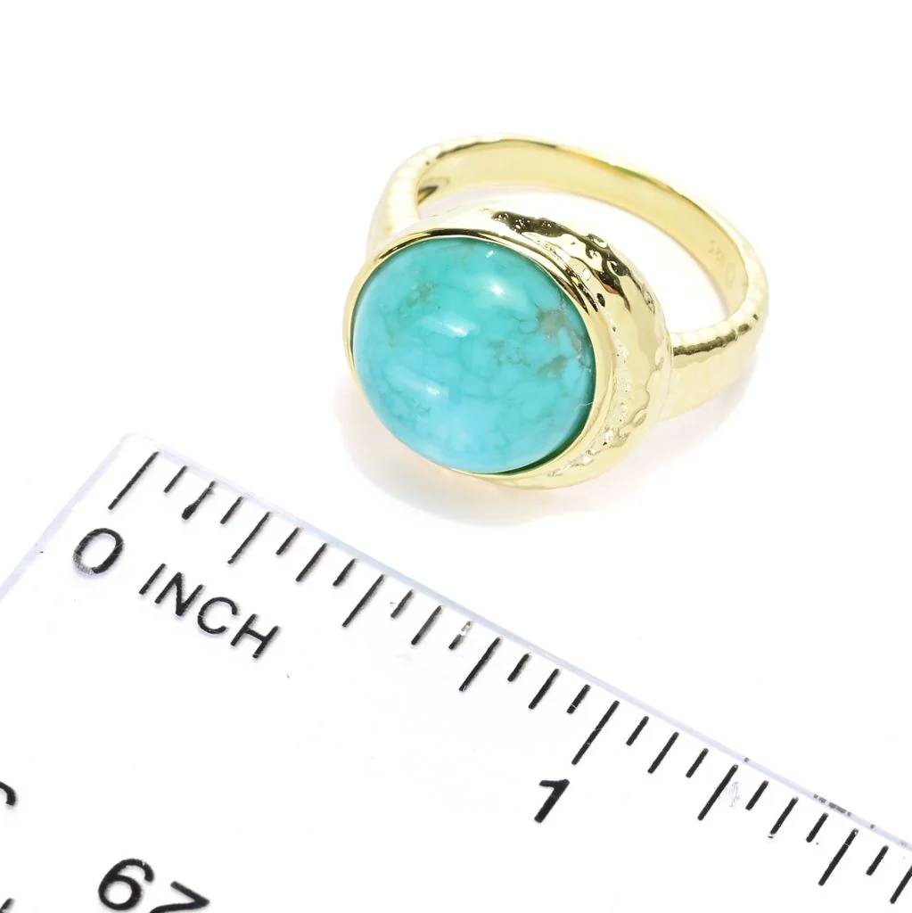 Elemental Gems 18K Gold Plated Campitos Turquoise Crescent Moon Ring - Image 2