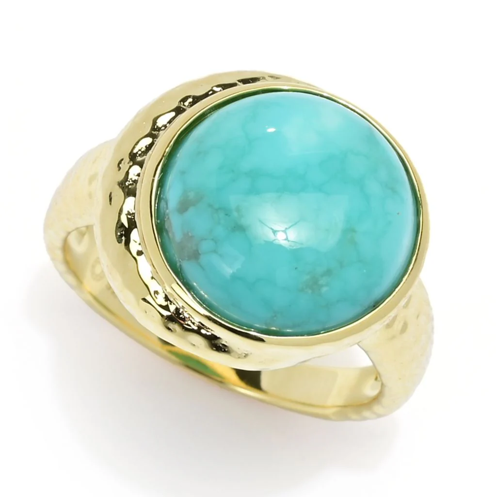 Elemental Gems 18K Gold Plated Campitos Turquoise Crescent Moon Ring - Image 3
