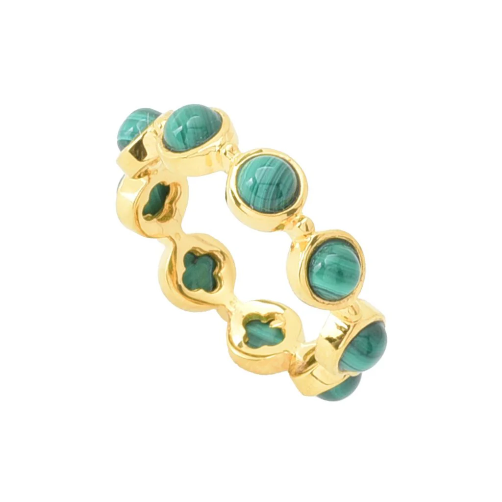Elemental Gems 18K Gold Plated Choice of Gemstone Eternity Band Ring - Image 5