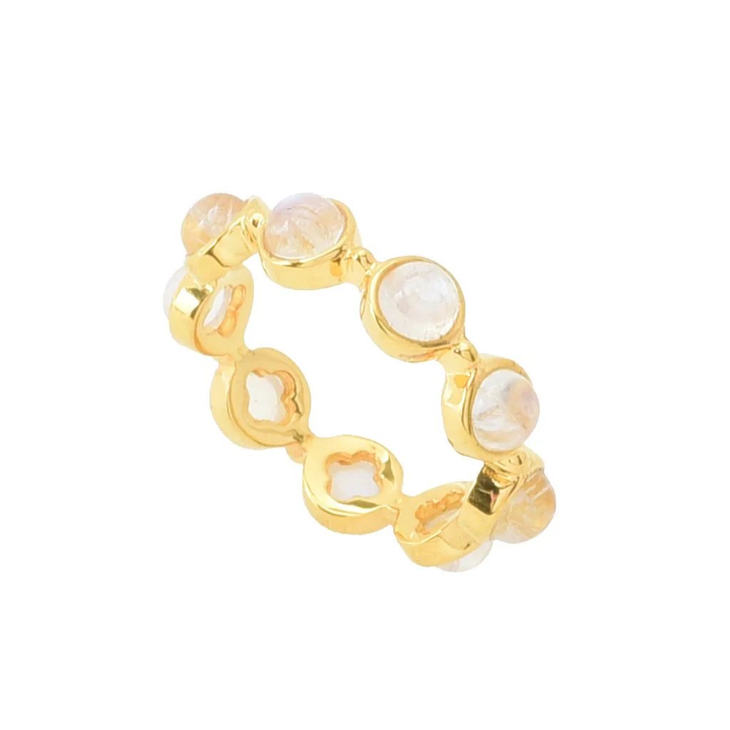 Elemental Gems 18K Gold Plated Choice of Gemstone Eternity Band Ring - Image 6