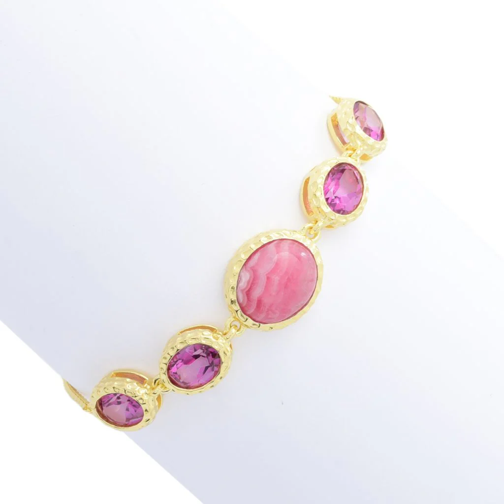 Elemental Gems 18K Gold Plated Opaque & Faceted Gemstone Bolo Bracelet - Image 3