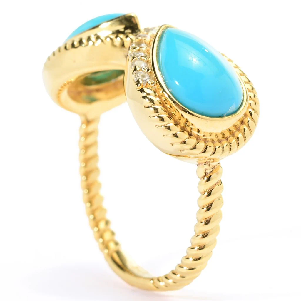 Elemental Gems 18K Gold Plated Sleeping Beauty Turquoise Infinity Braided Ring - Image 2