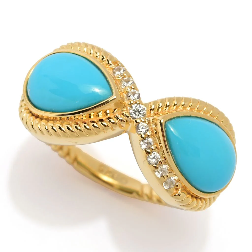 Elemental Gems 18K Gold Plated Sleeping Beauty Turquoise Infinity Braided Ring - Image 5