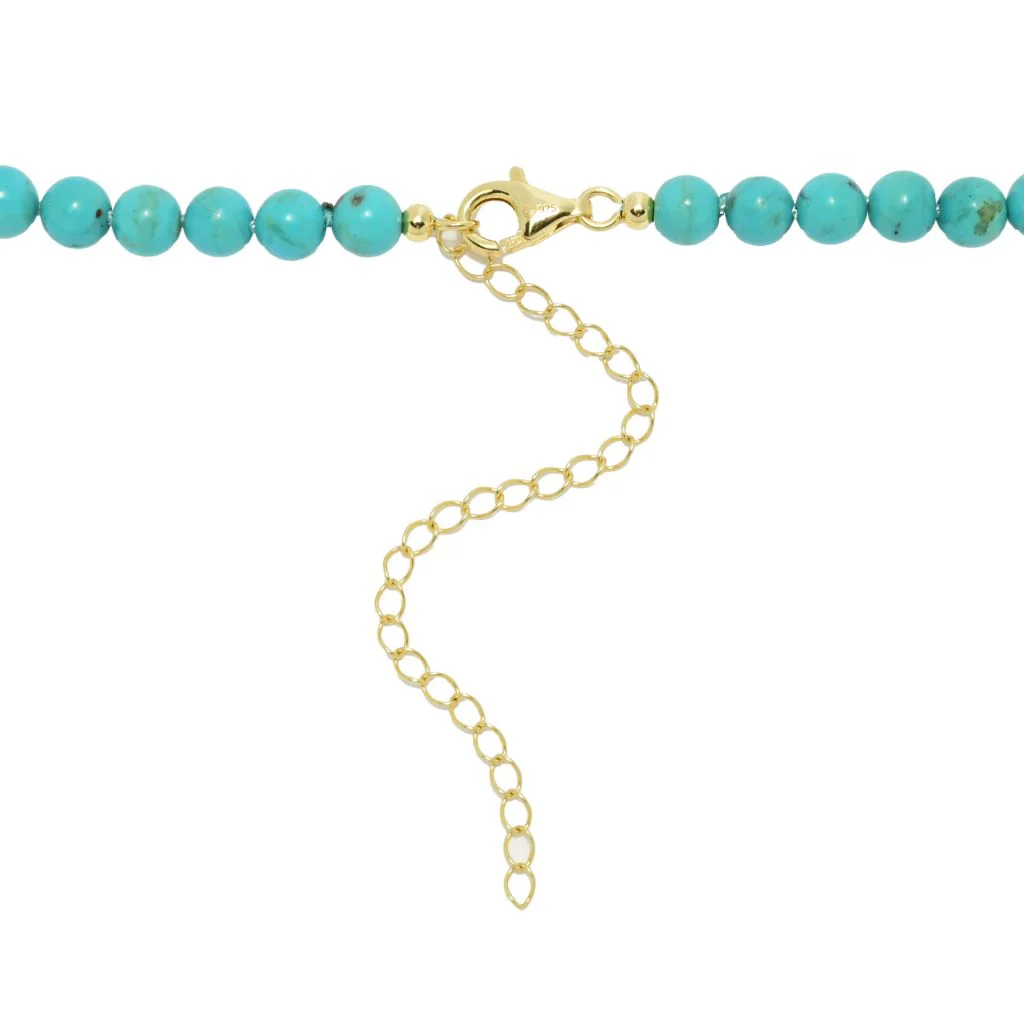 Elemental Gems 6mm Turquoise Bead & Hammered Rondelle 18"+3" Necklace - Image 2