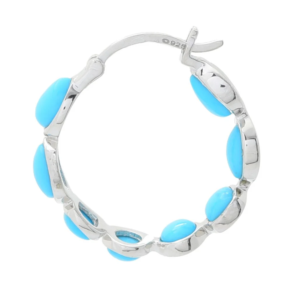Elemental Gems Multi Shape Sleeping Beauty Turquoise Hoop Earrings - Image 2