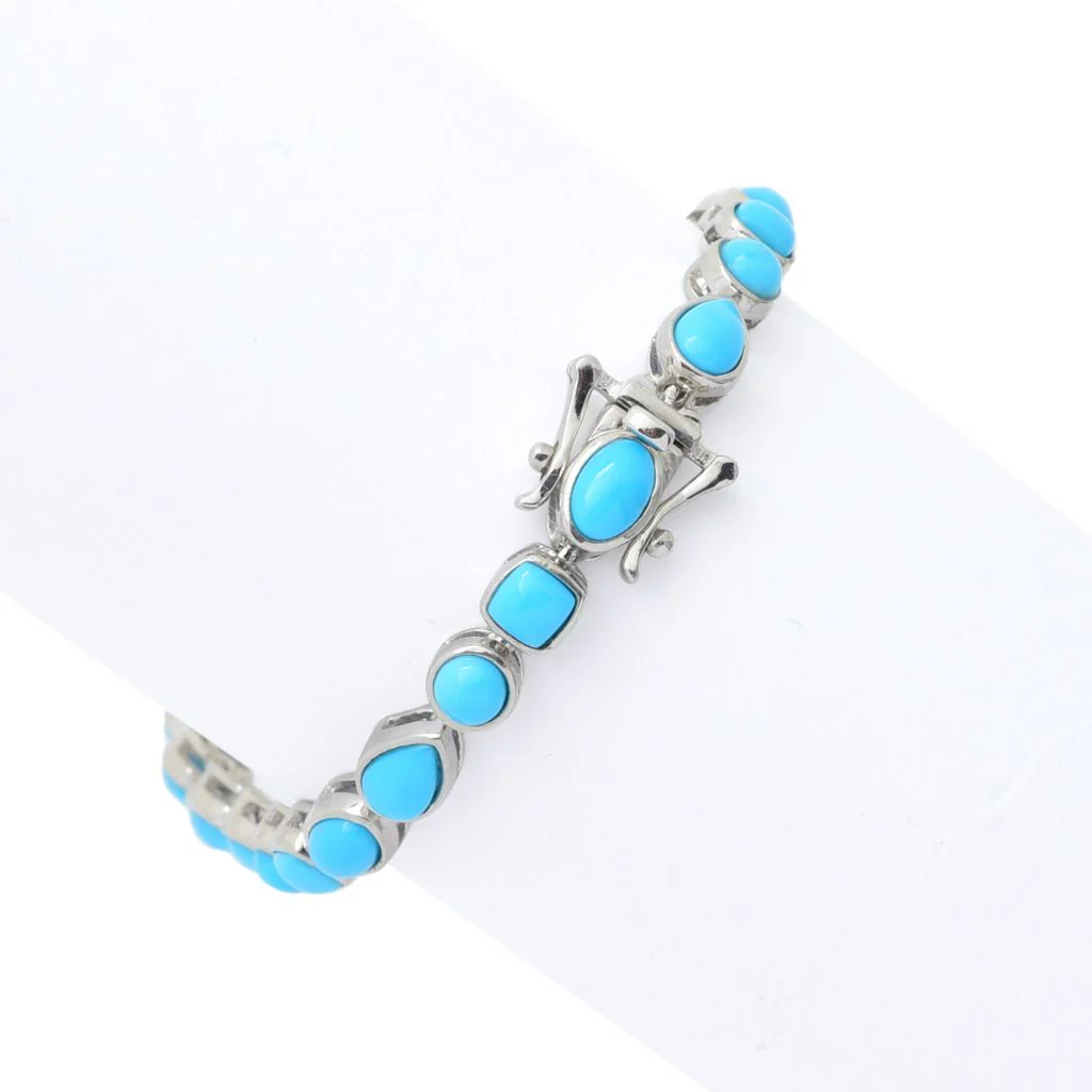 Elemental Gems Multi Shape Sleeping Beauty Turquoise Tennis Bracelet - Image 2