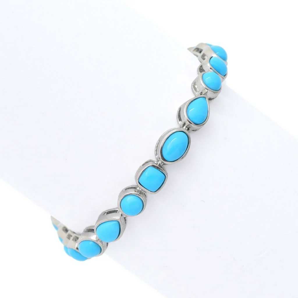 Elemental Gems Multi Shape Sleeping Beauty Turquoise Tennis Bracelet - Image 3