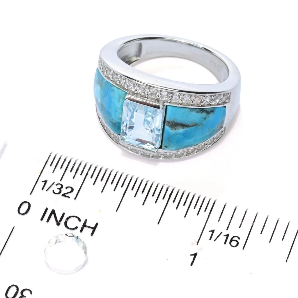 Elemental Gems Platinum Plated Choice of 10x8mm Turquoise Inlay & Gem Ring - Image 2