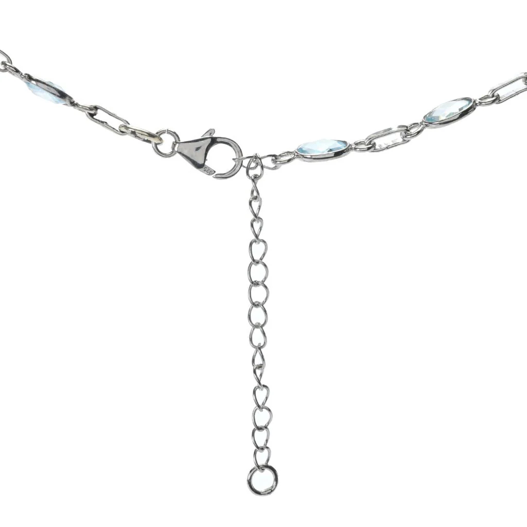 Elemental Gems Platinum Plated Choice of 7x5mm Gemstone Station Necklace - Image 2